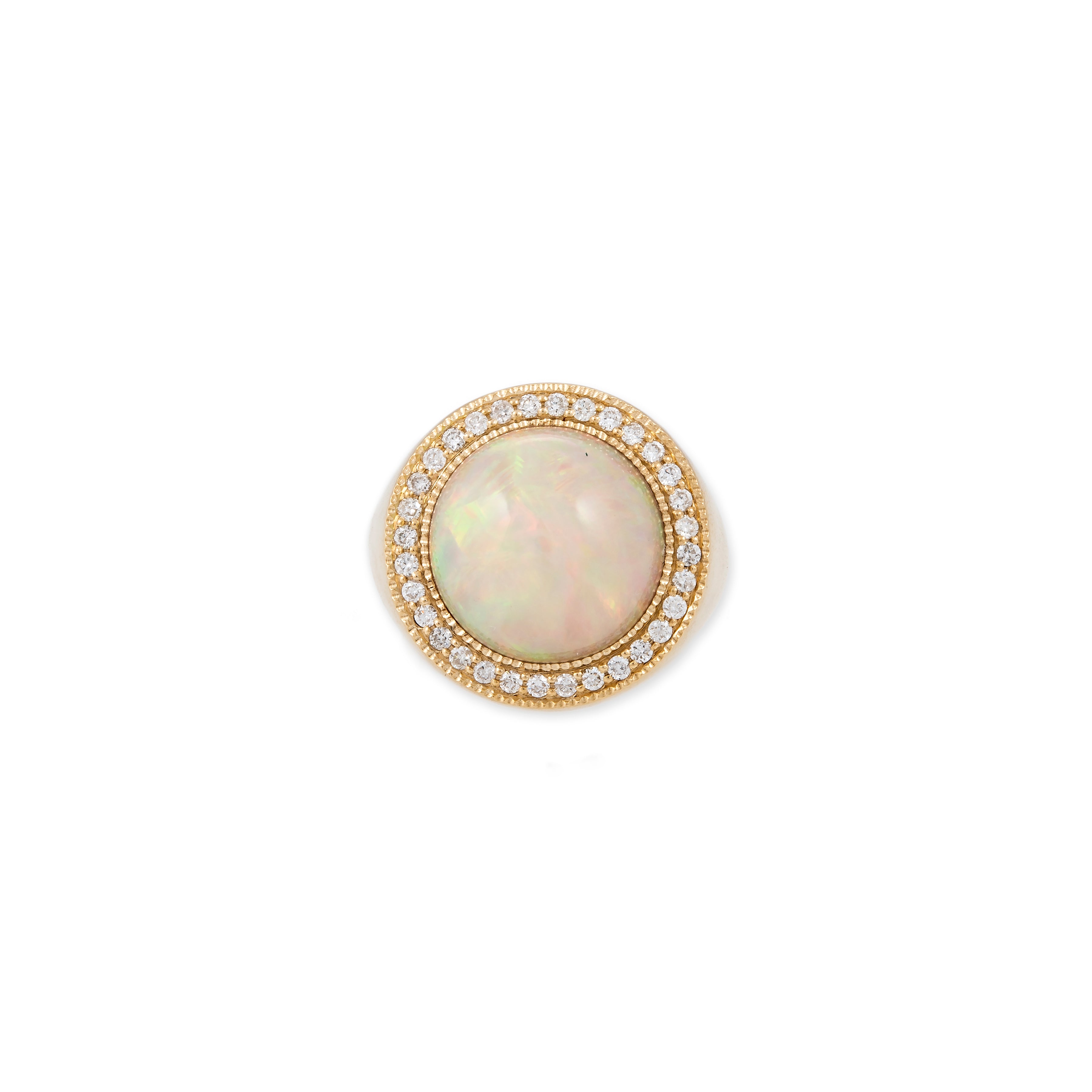 PAVE ROUND OPAL RING