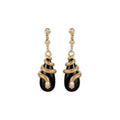 Diamond Snake Wrapped Onyx Droplet Earrings