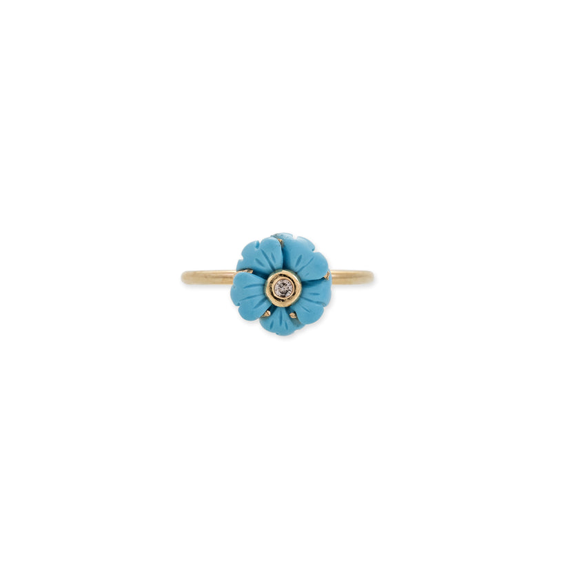 SMALL TURQUOISE DIAMOND CENTER FLOWER WAIF RING