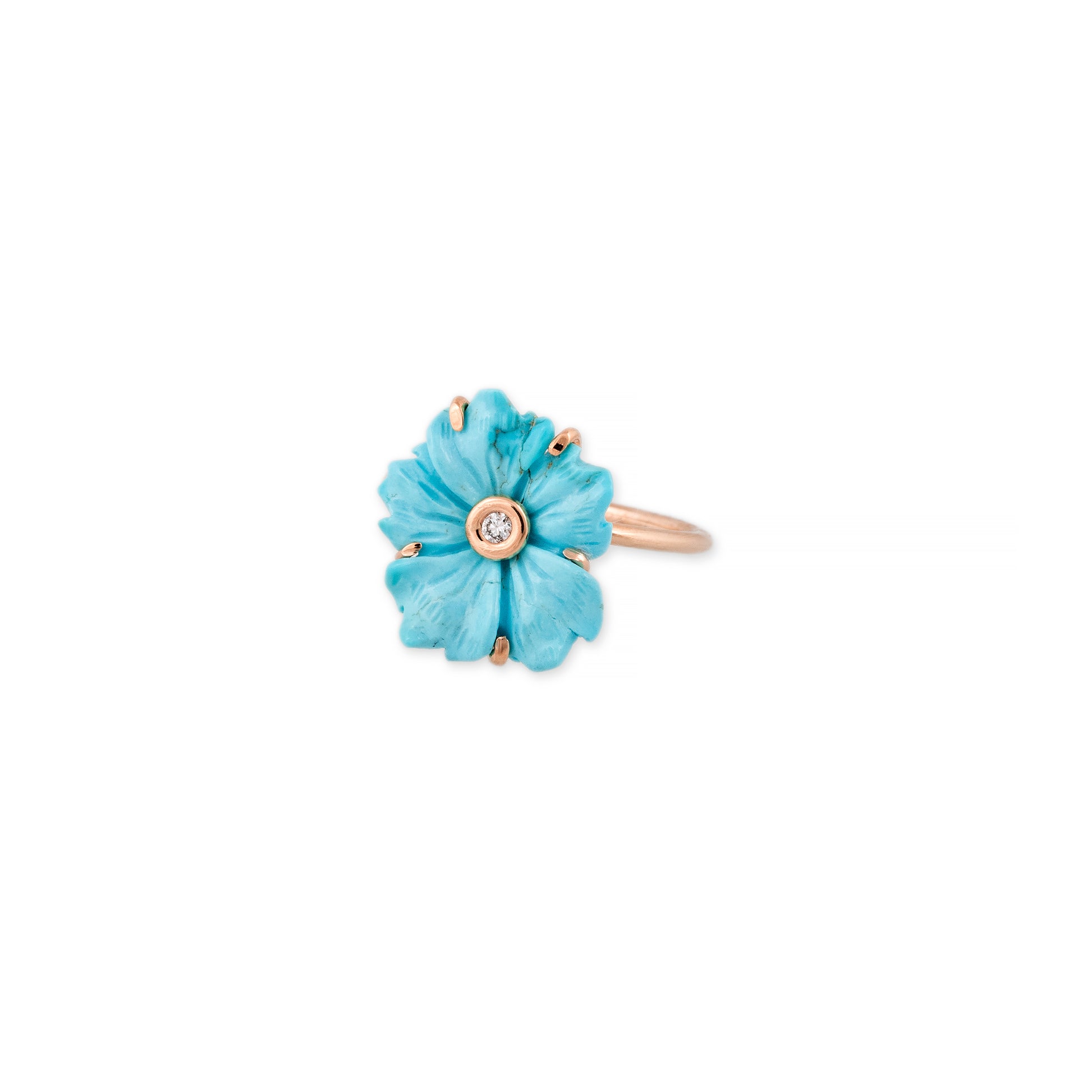 Turquoise Diamond Flower Ring