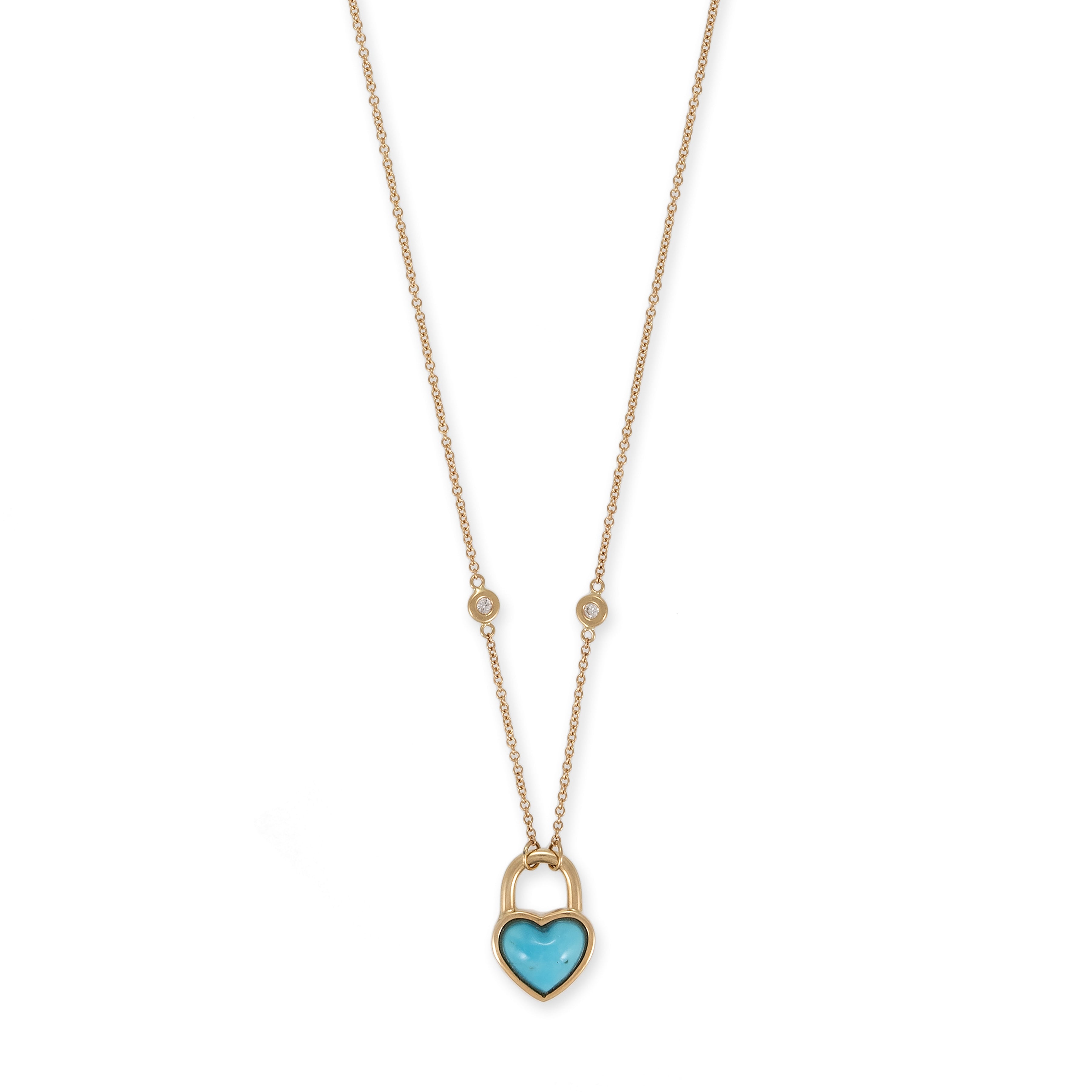 SMALL TURQUOISE HEART LOCK NECKLACE