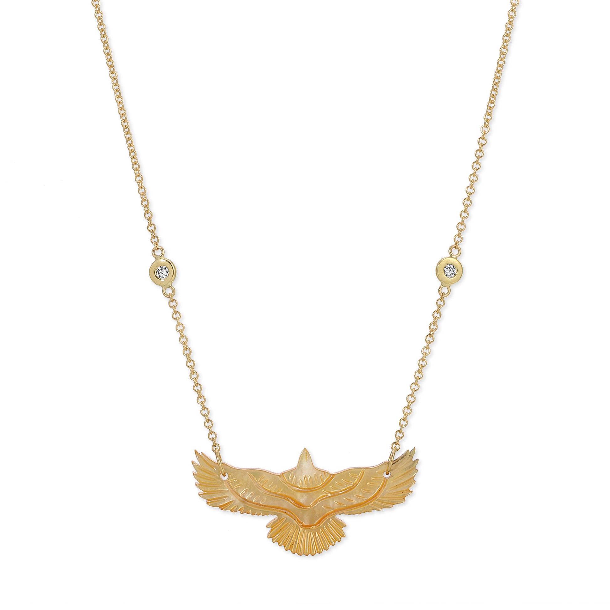 Small Yellow Pearl Thunderbird 2 Diamond Necklace
