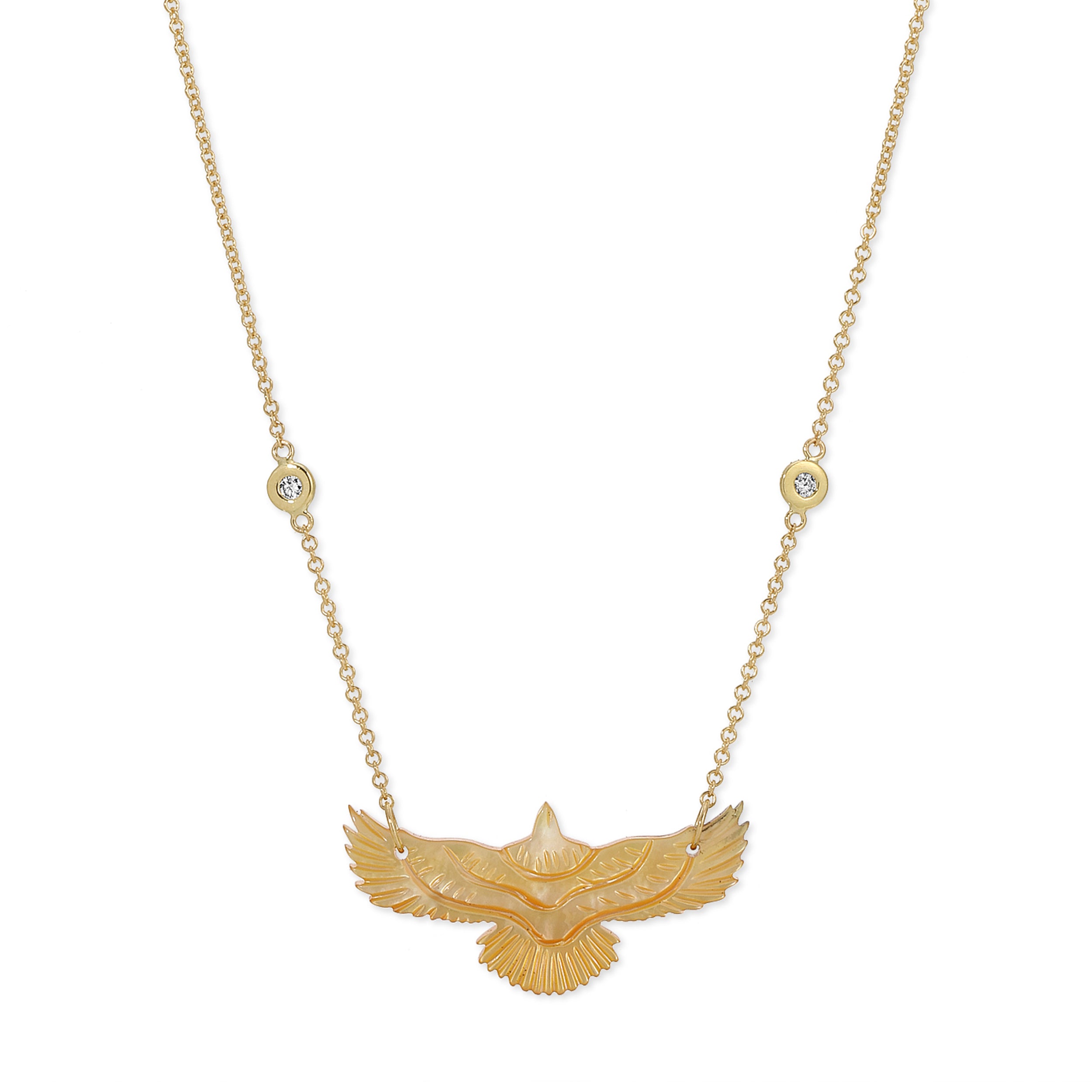 Small Yellow Pearl Thunderbird 2 Diamond Necklace