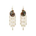 Abalone Ammonite + Hammered Marquise Chandelier Earrings