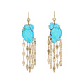 Freeform Turquoise + Hammered Teardrop Chandelier Earrings