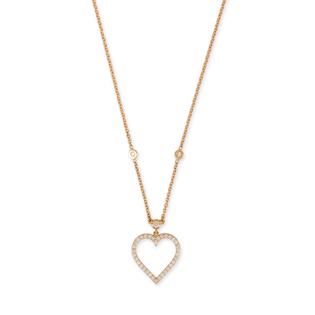 Pave Diamond Heart Outline Necklace