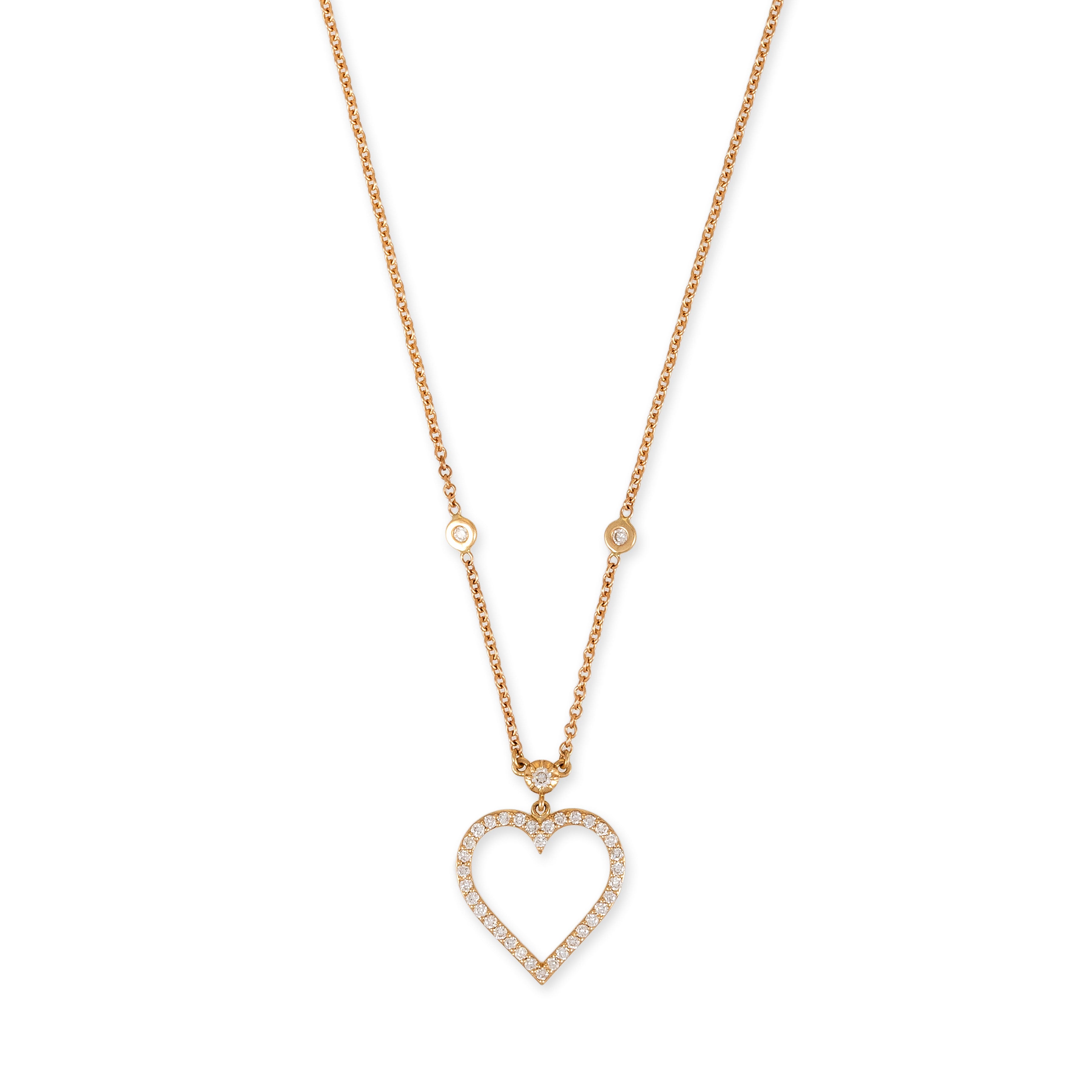 Pave Diamond Heart Outline Necklace