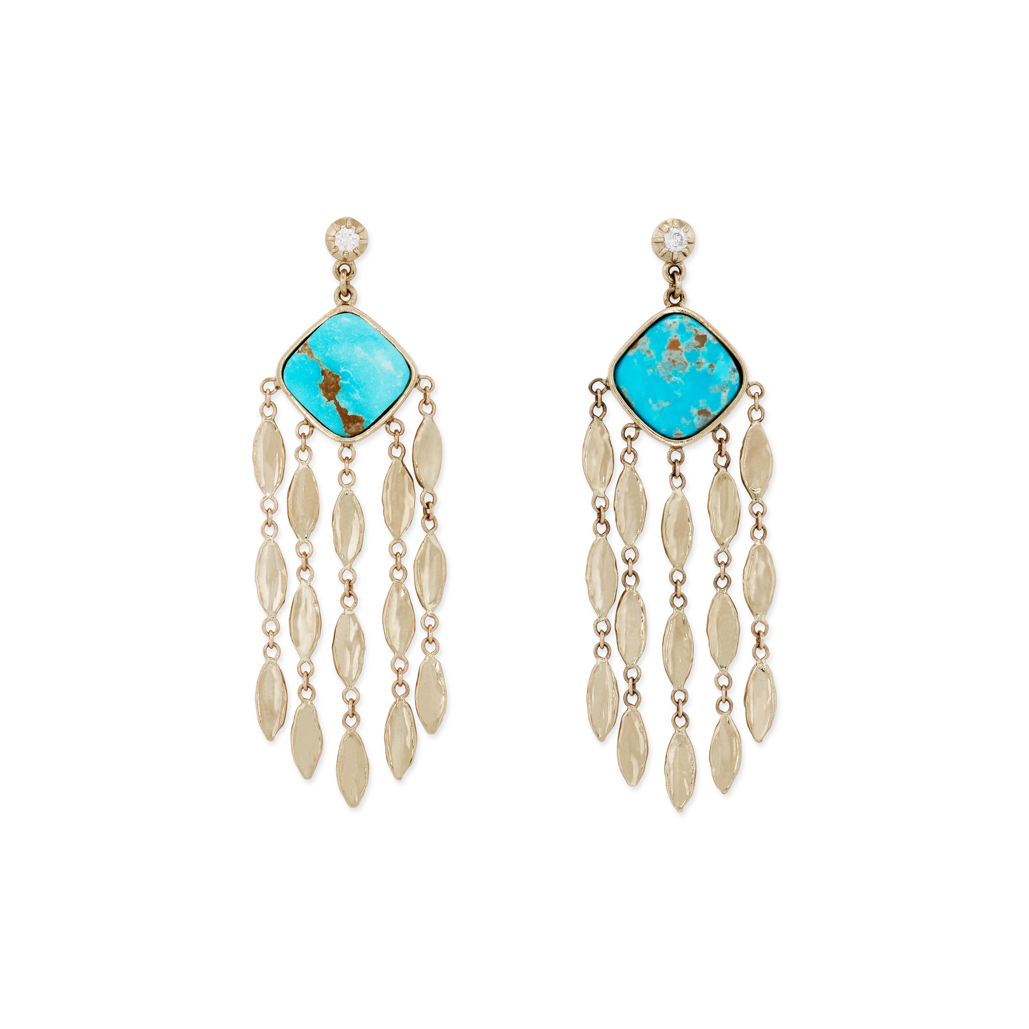 Turquoise Kite + Marquise Chandelier Drop Stud Earrings