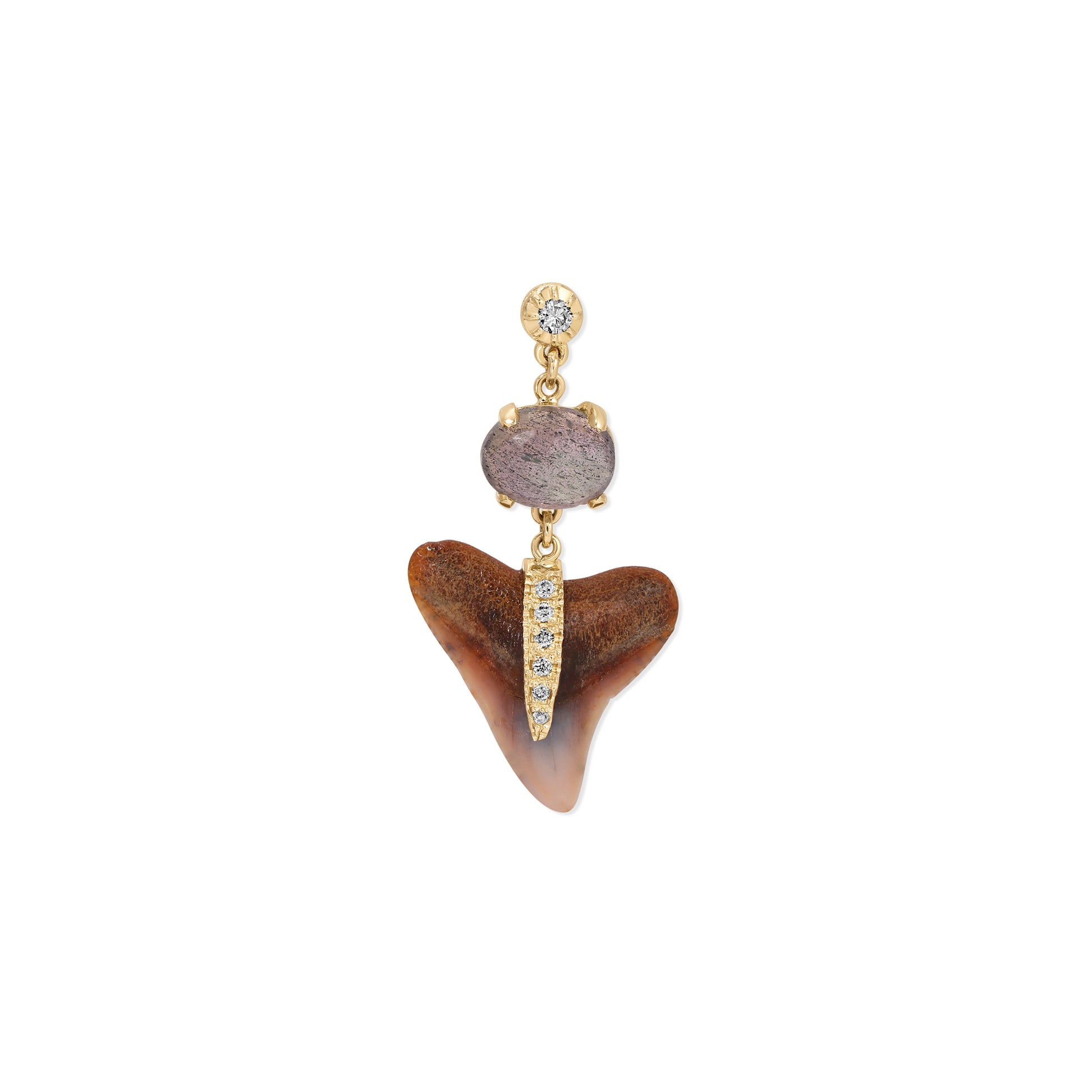 Sophia Diamond + Labradorite Pave Shark Tooth Drop Stud