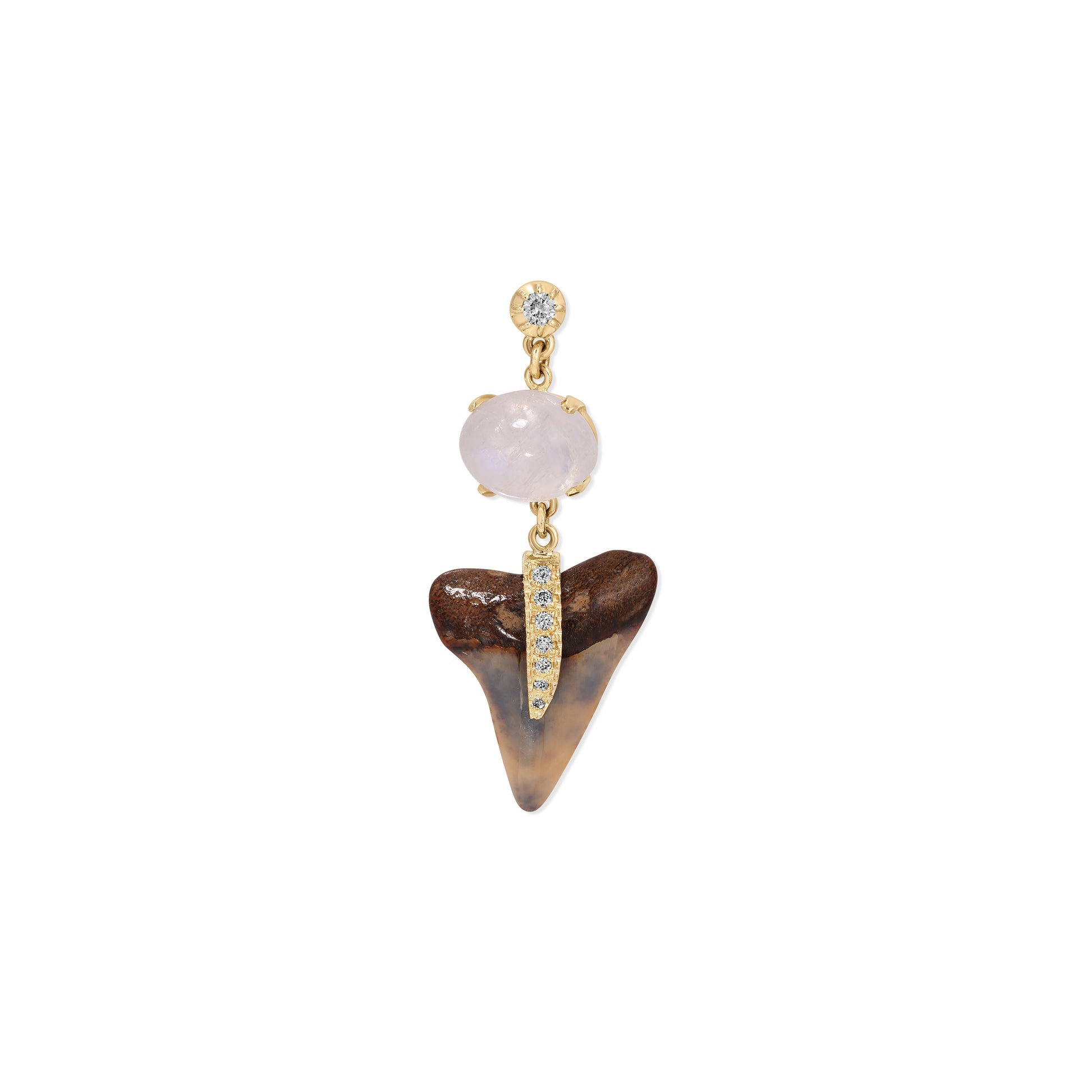 Sophia Diamond + 1 Moonstone Pave Shark Tooth Drop Stud
