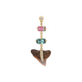 Sophia Diamond + Watermelon and Teal Tourmaline Pave Shark Tooth Drop Stud
