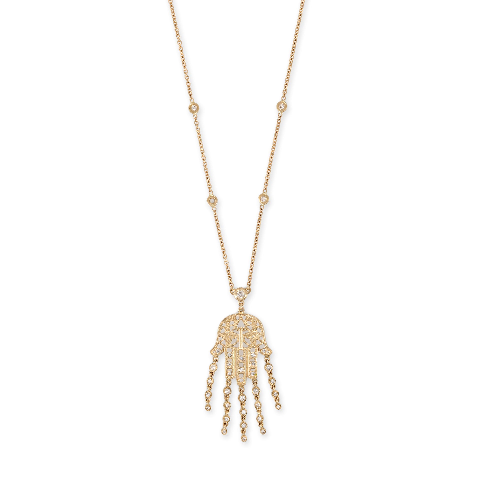 Cut Out Hamsa Diamond Shower Necklace