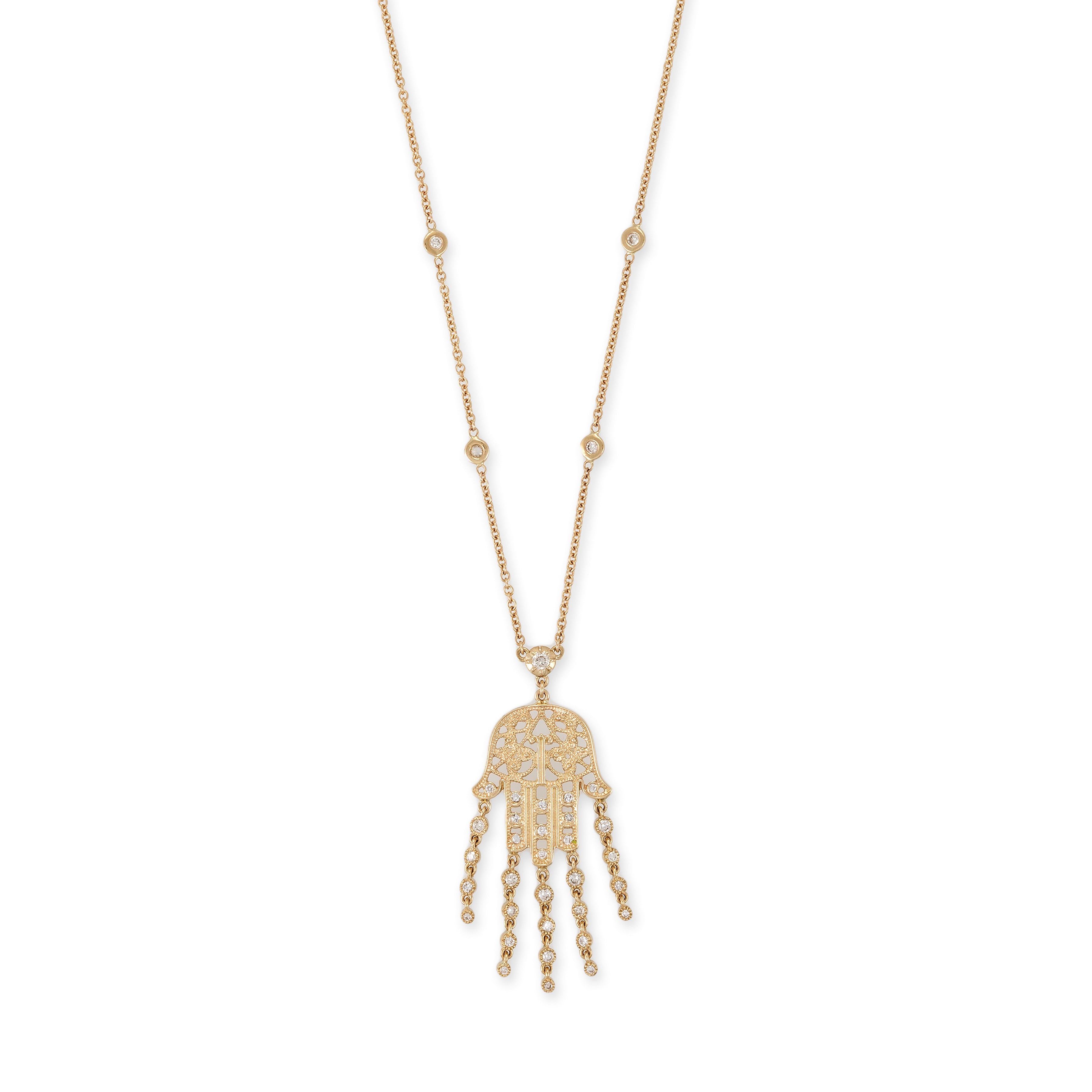 Cut Out Hamsa Diamond Shower Necklace