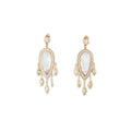Pave Moonstone Teardrop + Marquise Diamond Shakers Drop Earrings