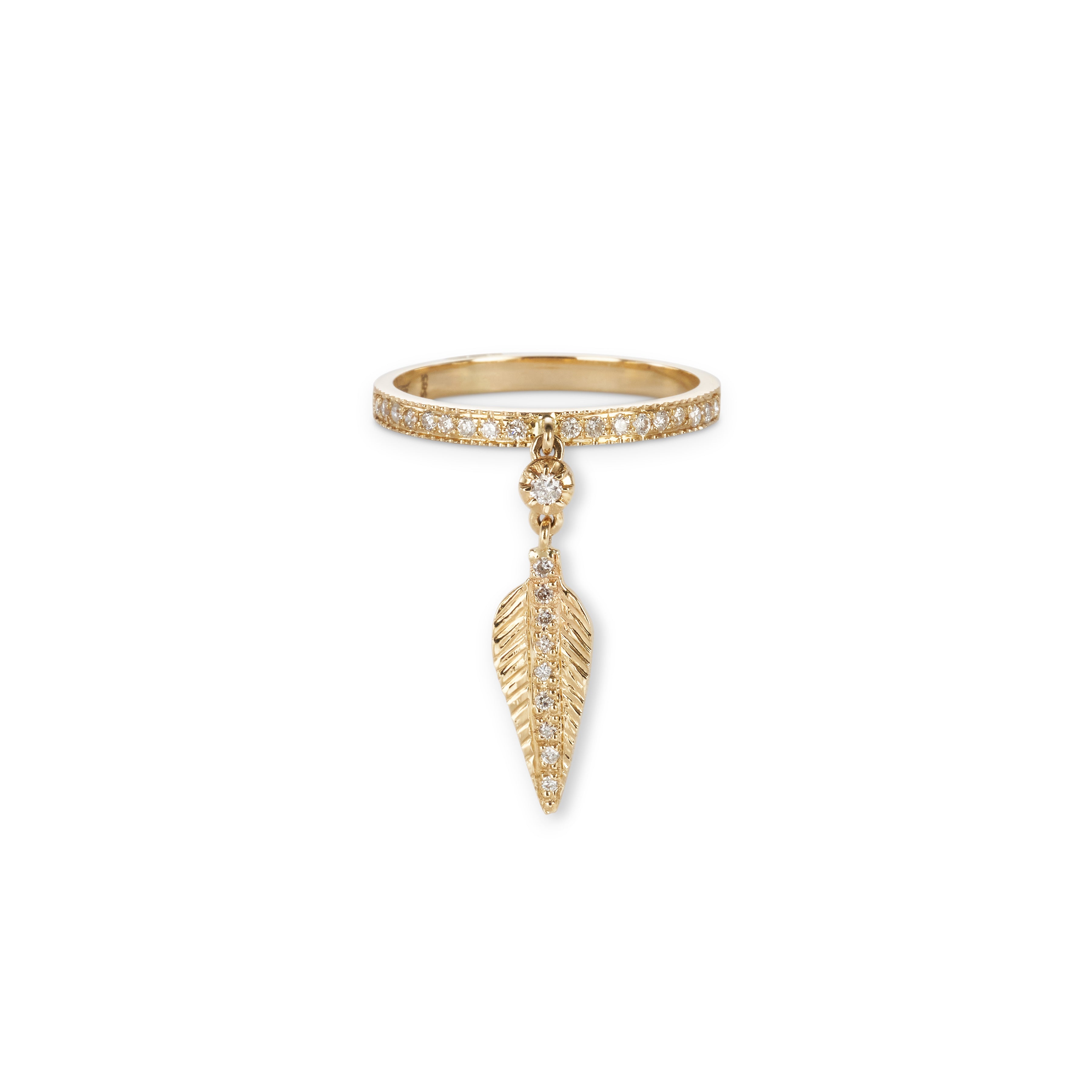 Sophia Diamond + Tiny Feather Dangle Pave Ring