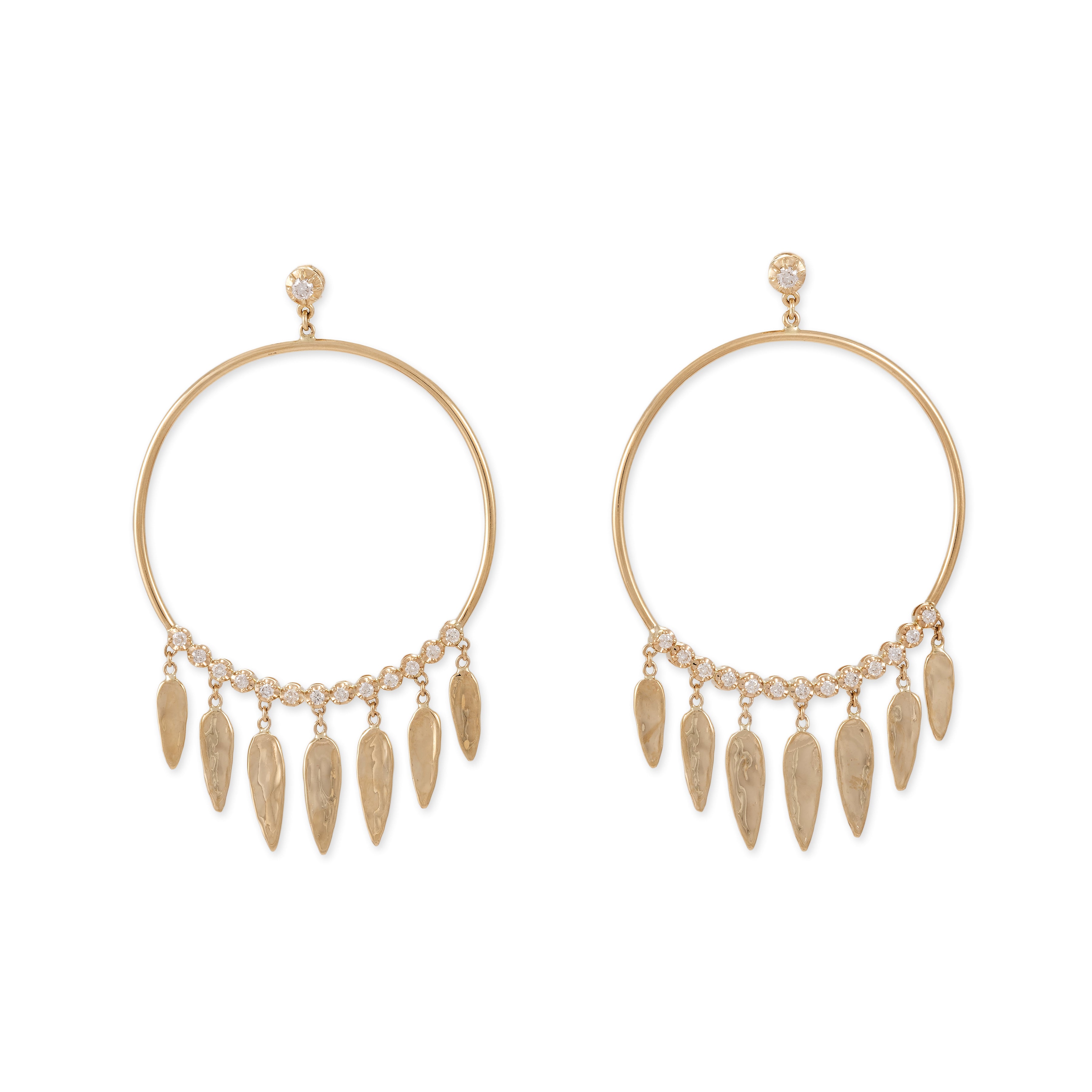 Front Facing 13 Diamond Hammered Elongated Teardrop Shaker Hoops