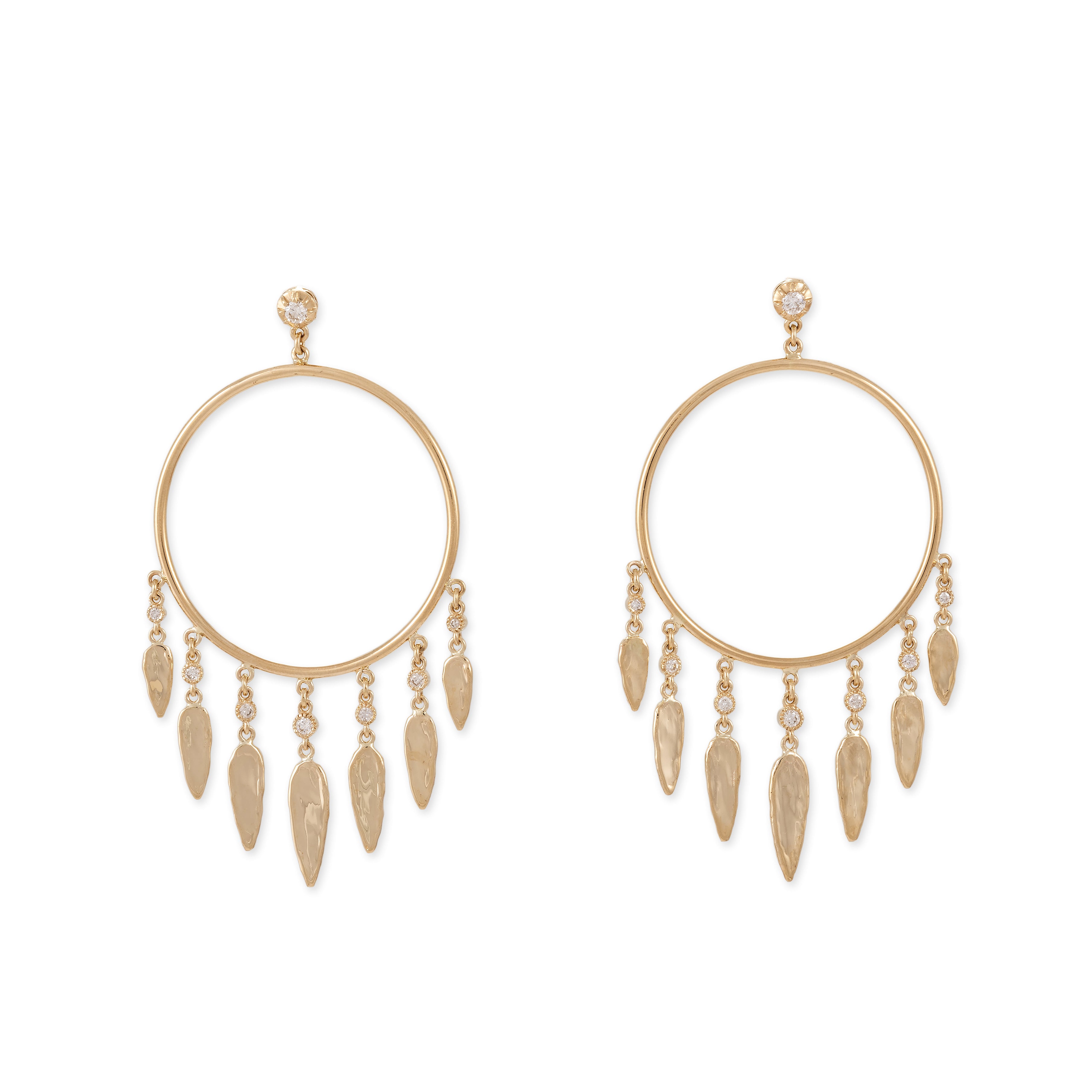 Front Facing 7 Diamond Hammered Elongated Teardrop Shaker Hoops