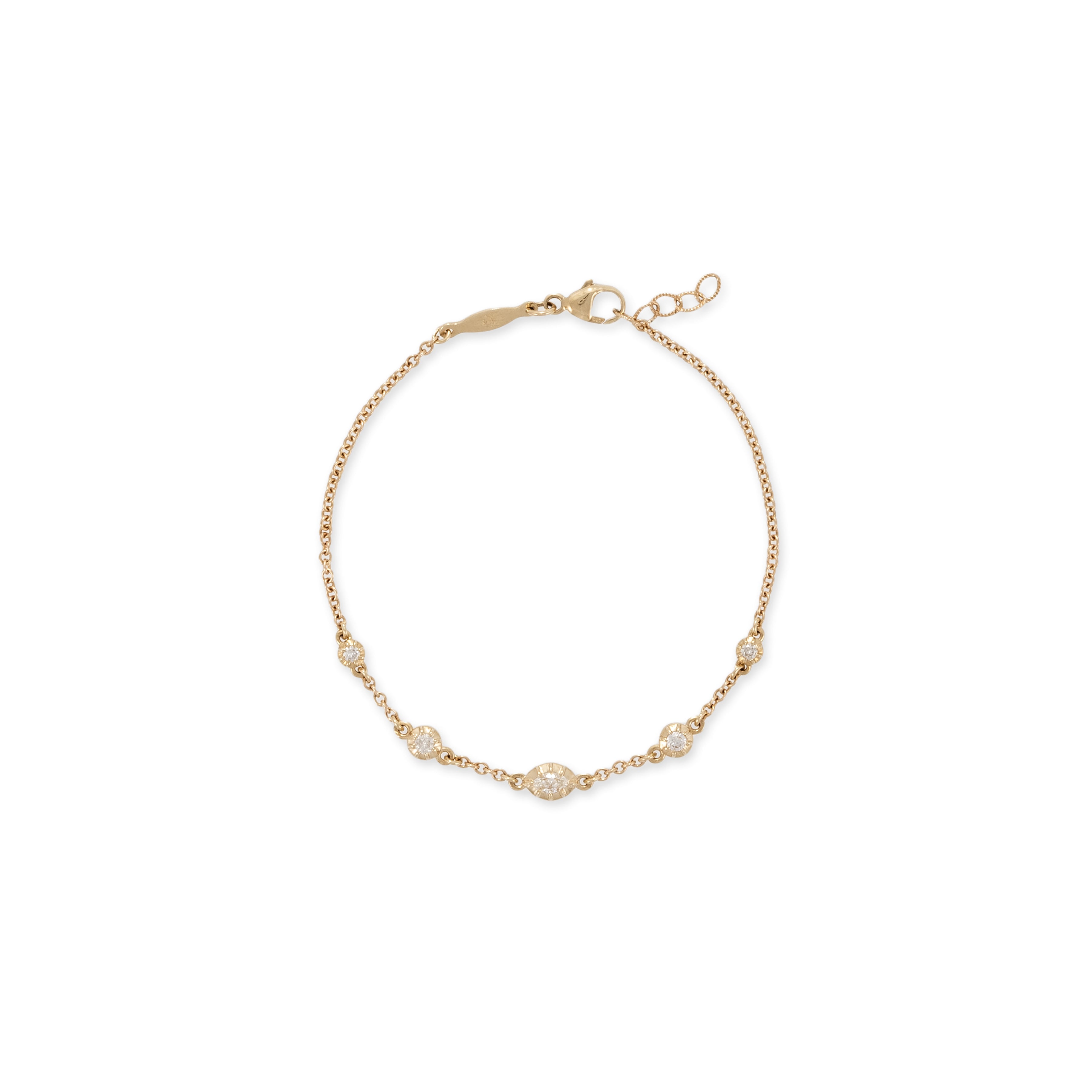 MARQUISE + 4 ROUND SPACED OUT GRADUATED SOPHIA DIAMOND BRACELET