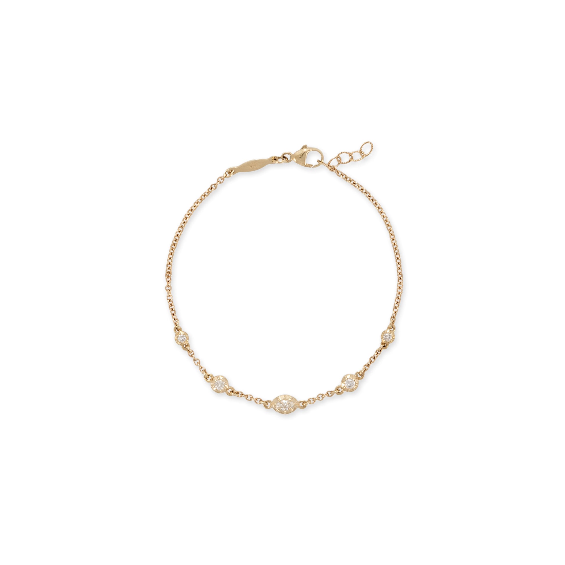 Marquise + 4 Round Spaced Out Graduated Sophia Diamond Bracelet