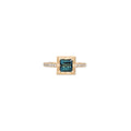 Teal Tourmaline Square Vintage Bezel Pave Ring