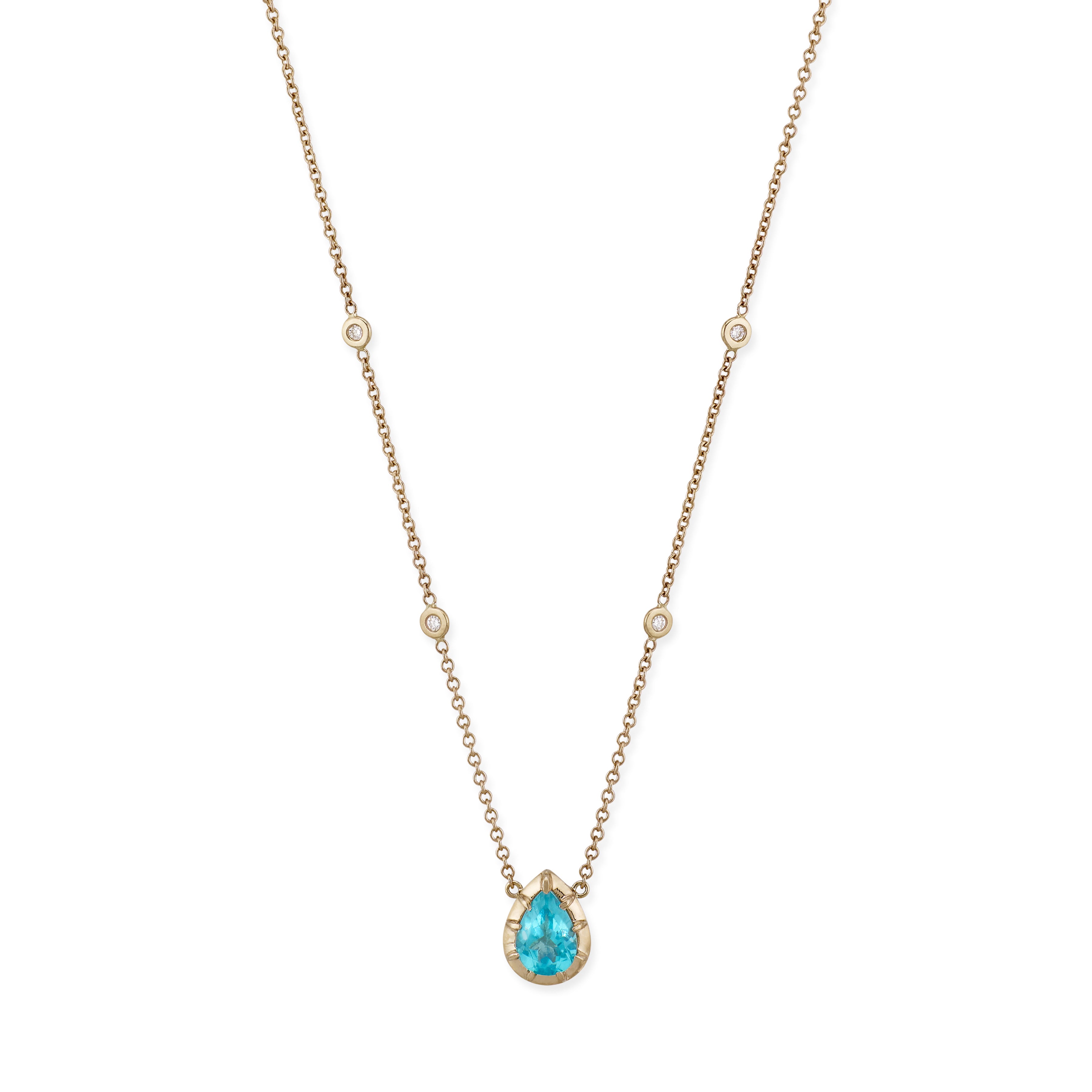 Teardrop Apatite Vintage Bezel Necklace