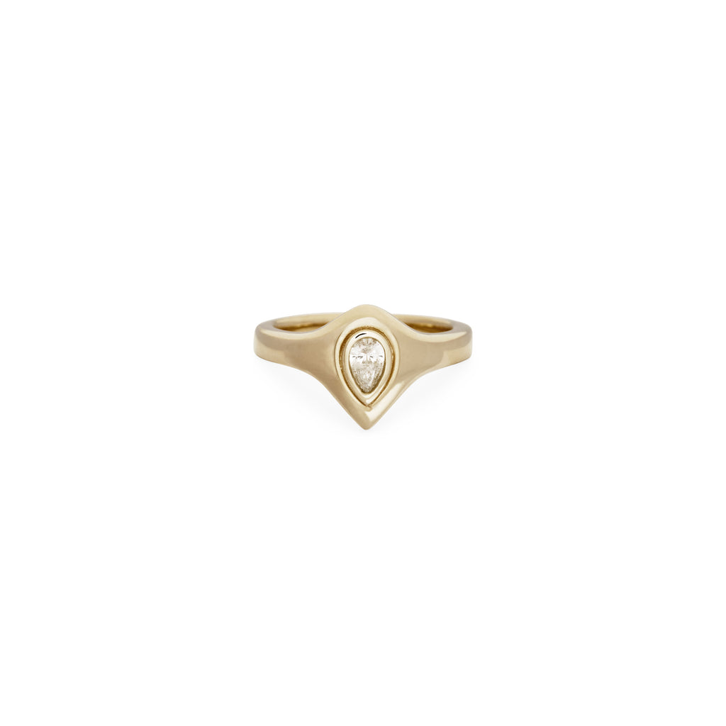 Teardrop Diamond Signet Ring
