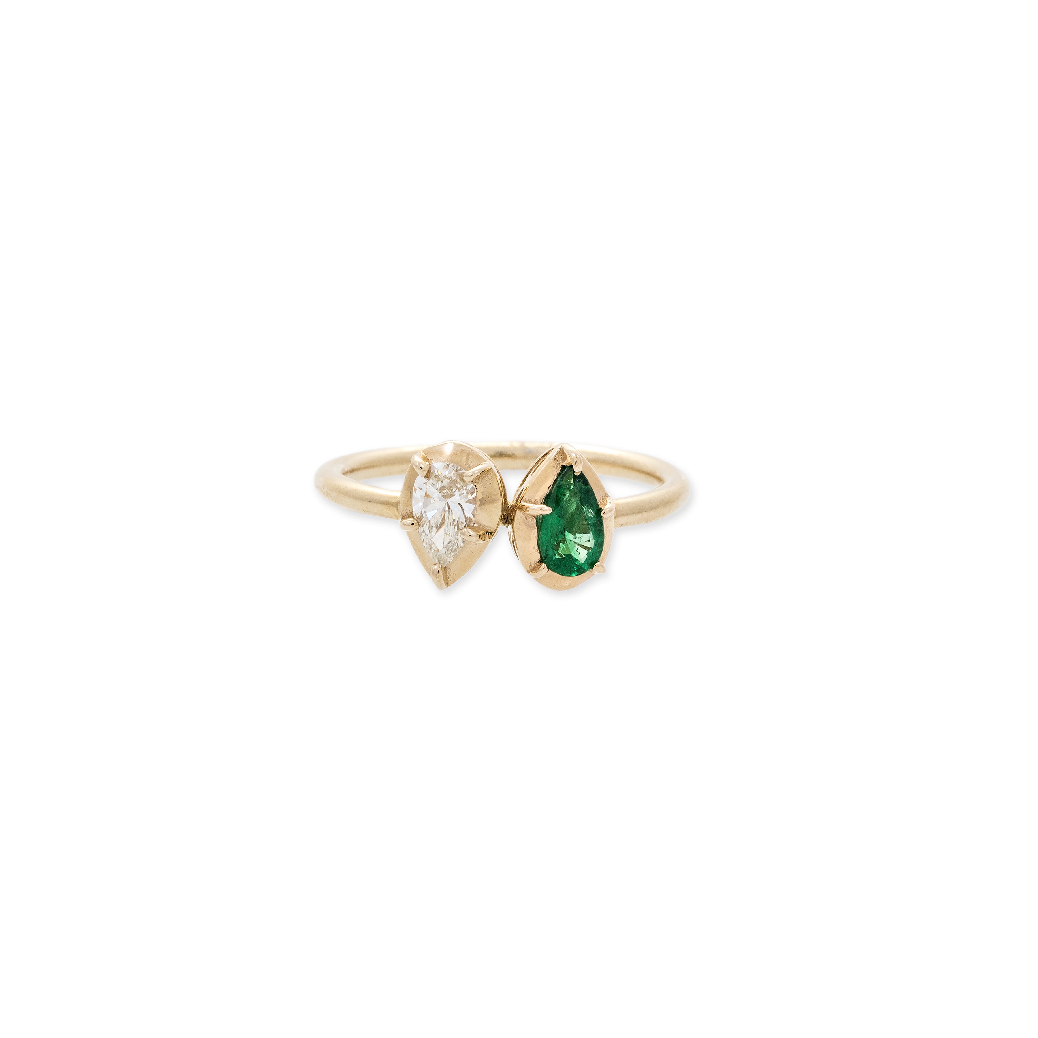 Teardrop Emerald + Diamond Sophia Ring