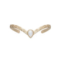 Moonstone Teardrop Center Diamond Kite Engraved V Cuff Bracelet
