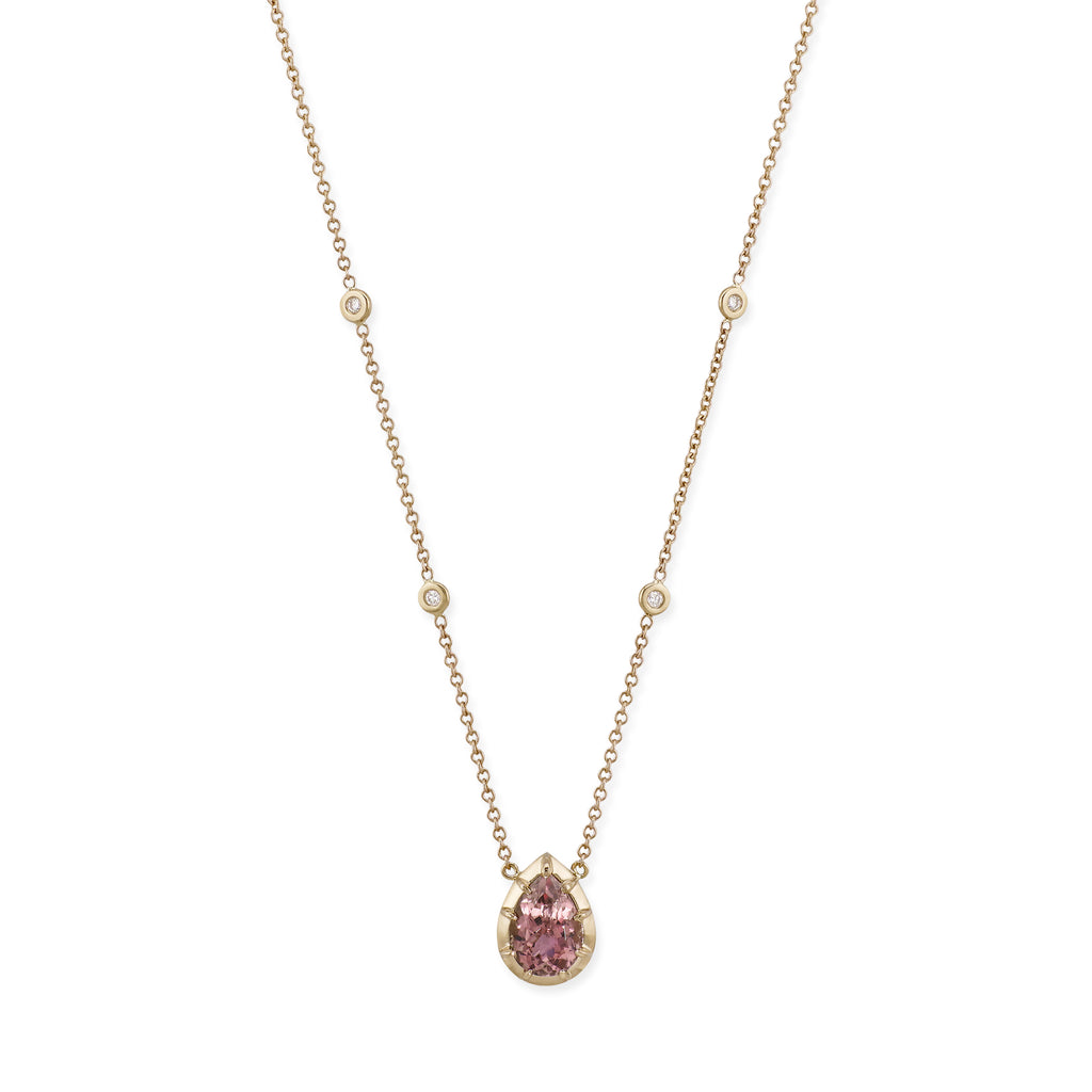 Teardrop Purple Tourmaline Sophia Bezel Necklace