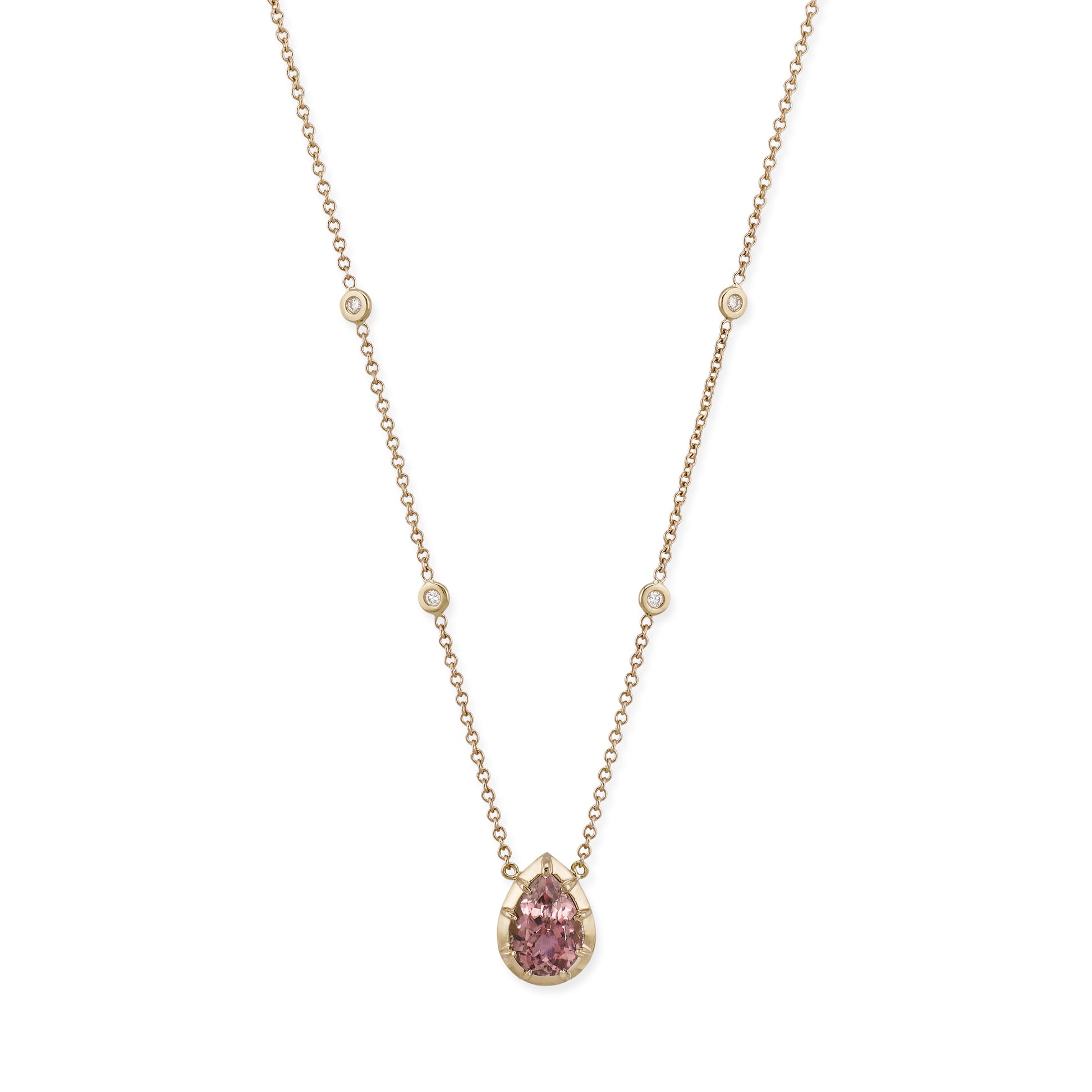 Teardrop Purple Tourmaline Sophia Bezel Necklace