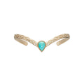 Turquoise Teardrop Center Kite Engraved V Cuff Bracelet