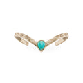 Turquoise Teardrop Center Diamond Kite Engraved V Cuff Bracelet