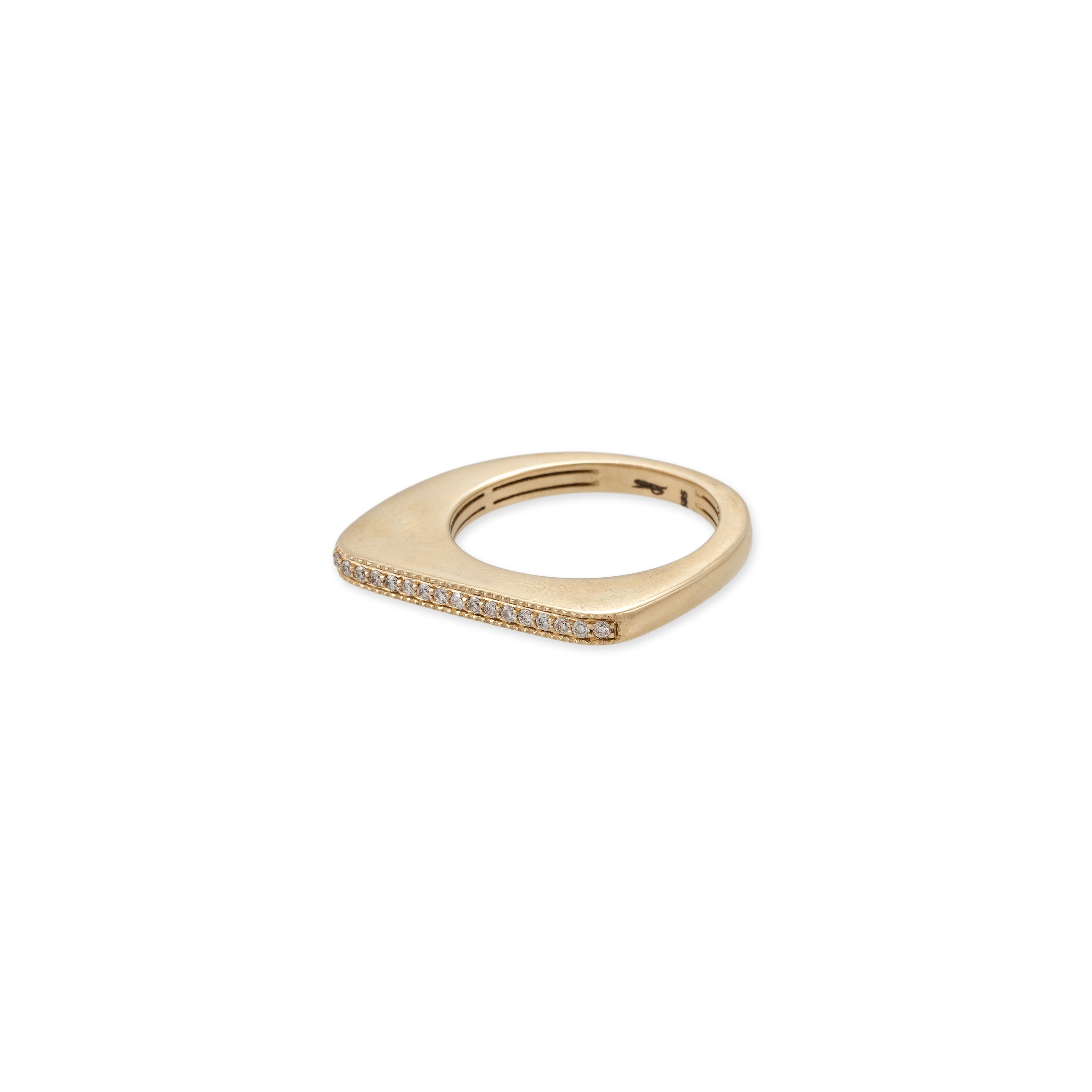 THIN PAVE SLANTED BAR RING