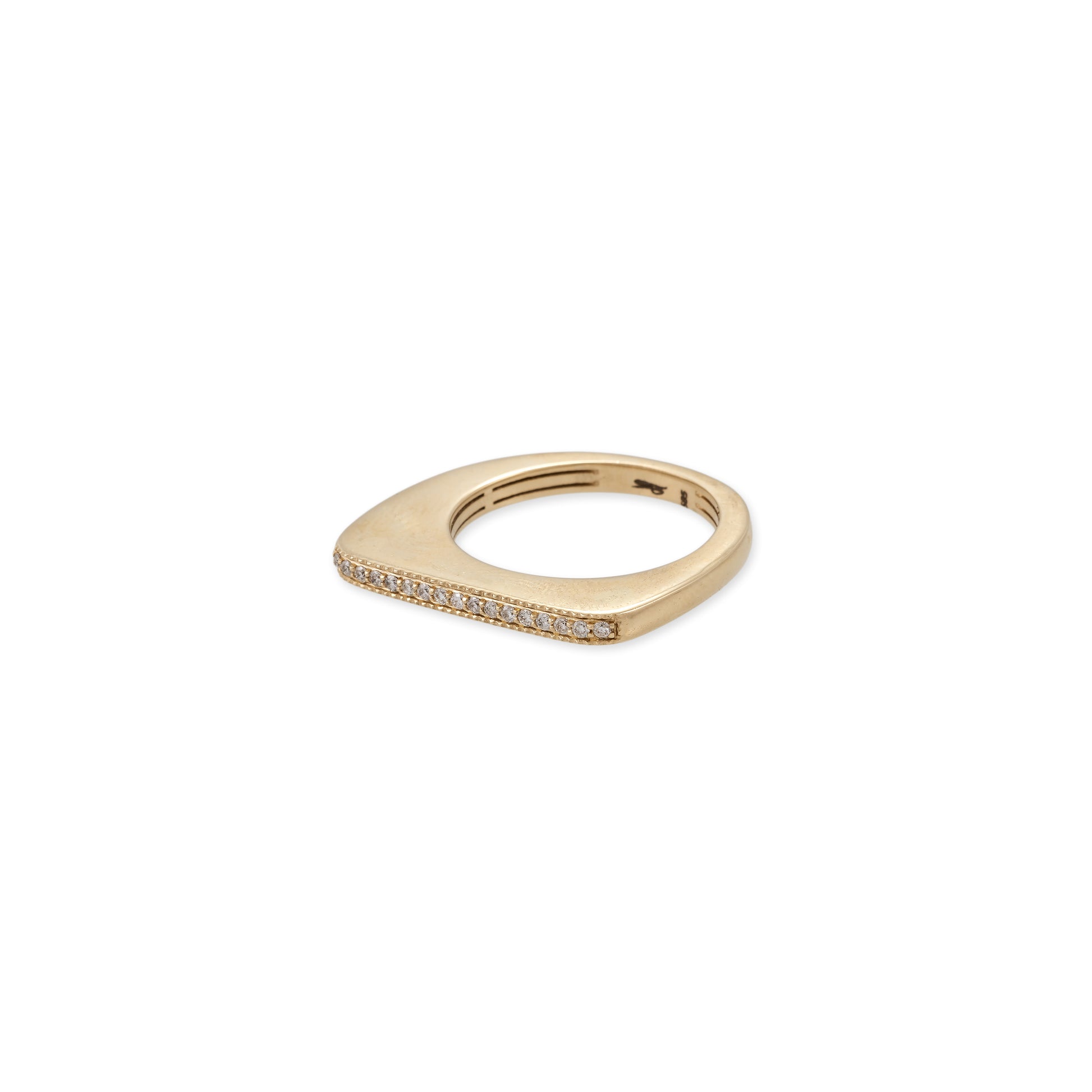 Thin Pave Slanted Bar Ring