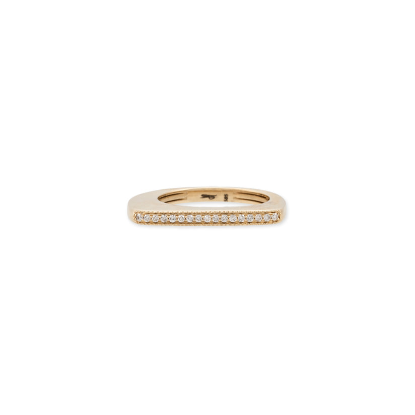 THIN PAVE SLANTED BAR RING