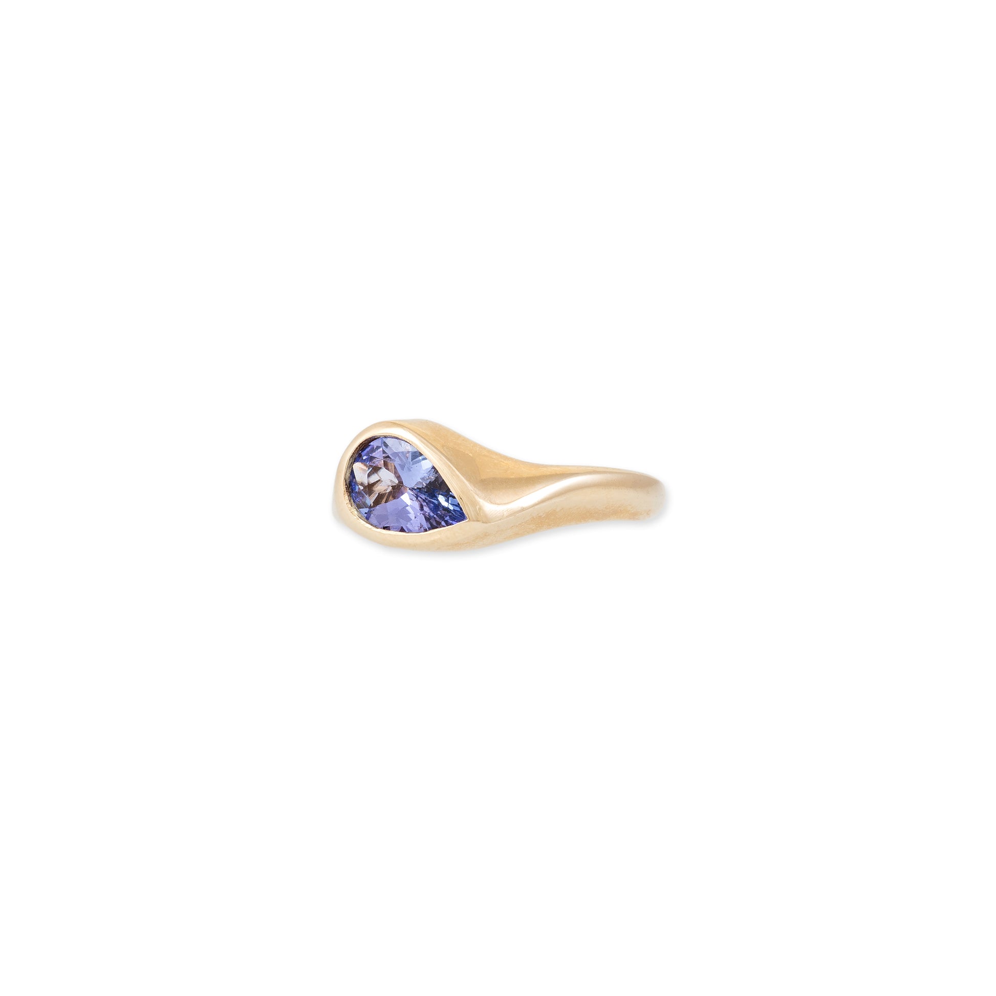 Tilted Tanzanite Teardrop Ring