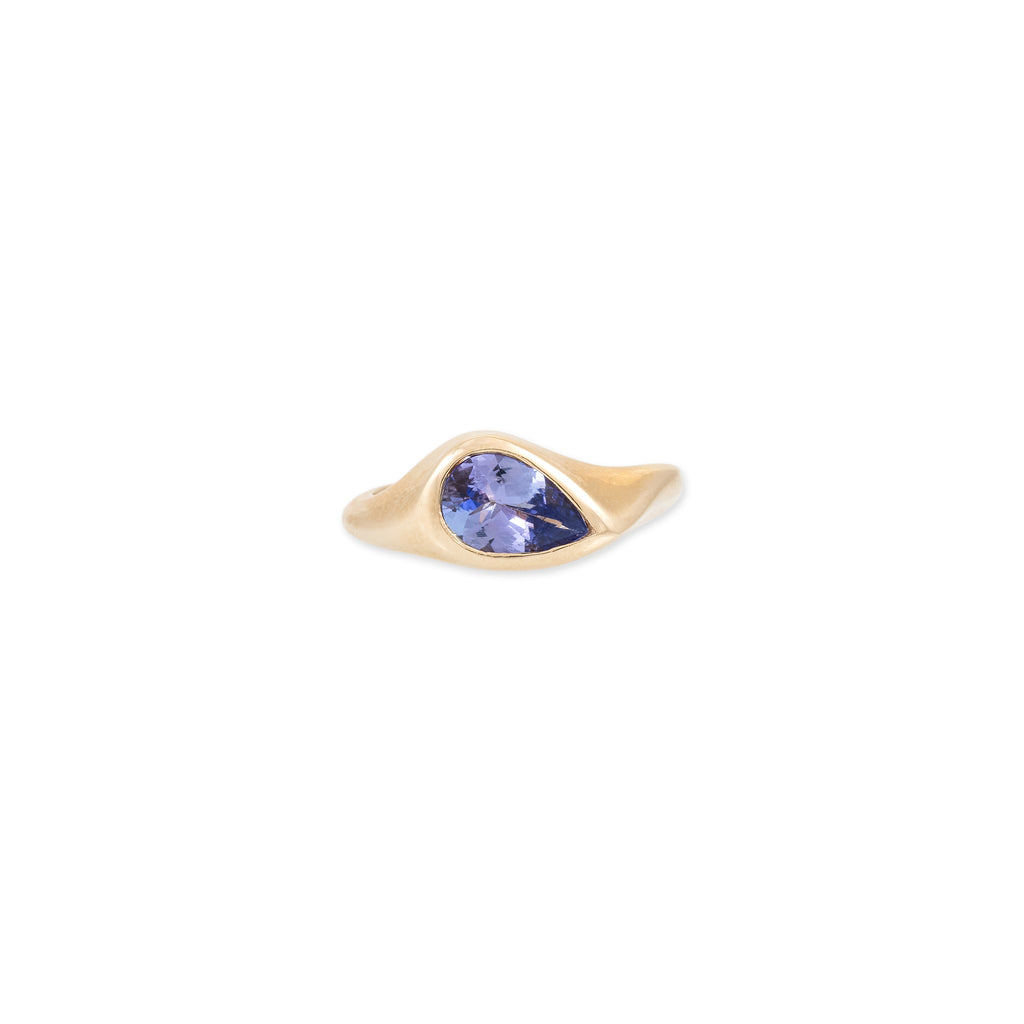 Tilted Tanzanite Teardrop Ring