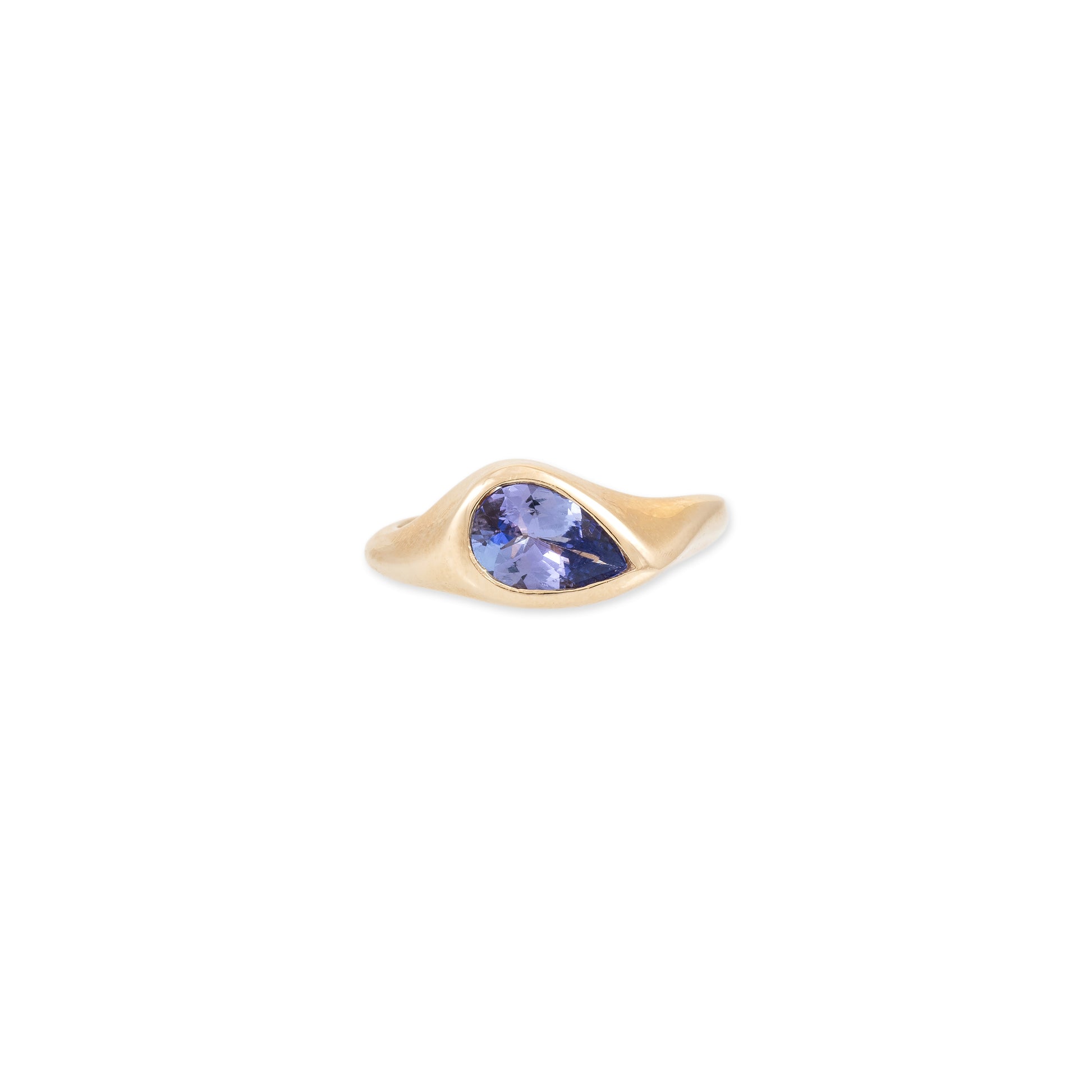 Tilted Tanzanite Teardrop Ring