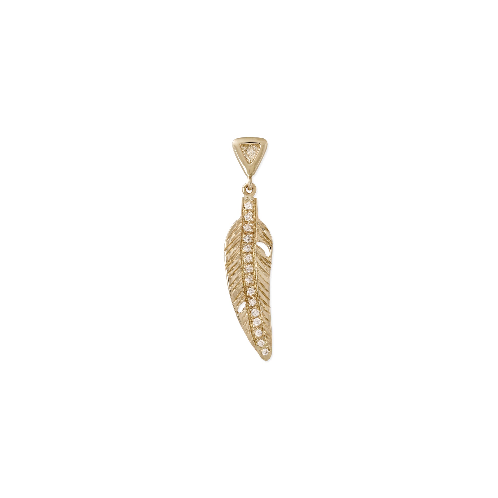 Trillion Diamond + Pave Feather Drop Stud Earring