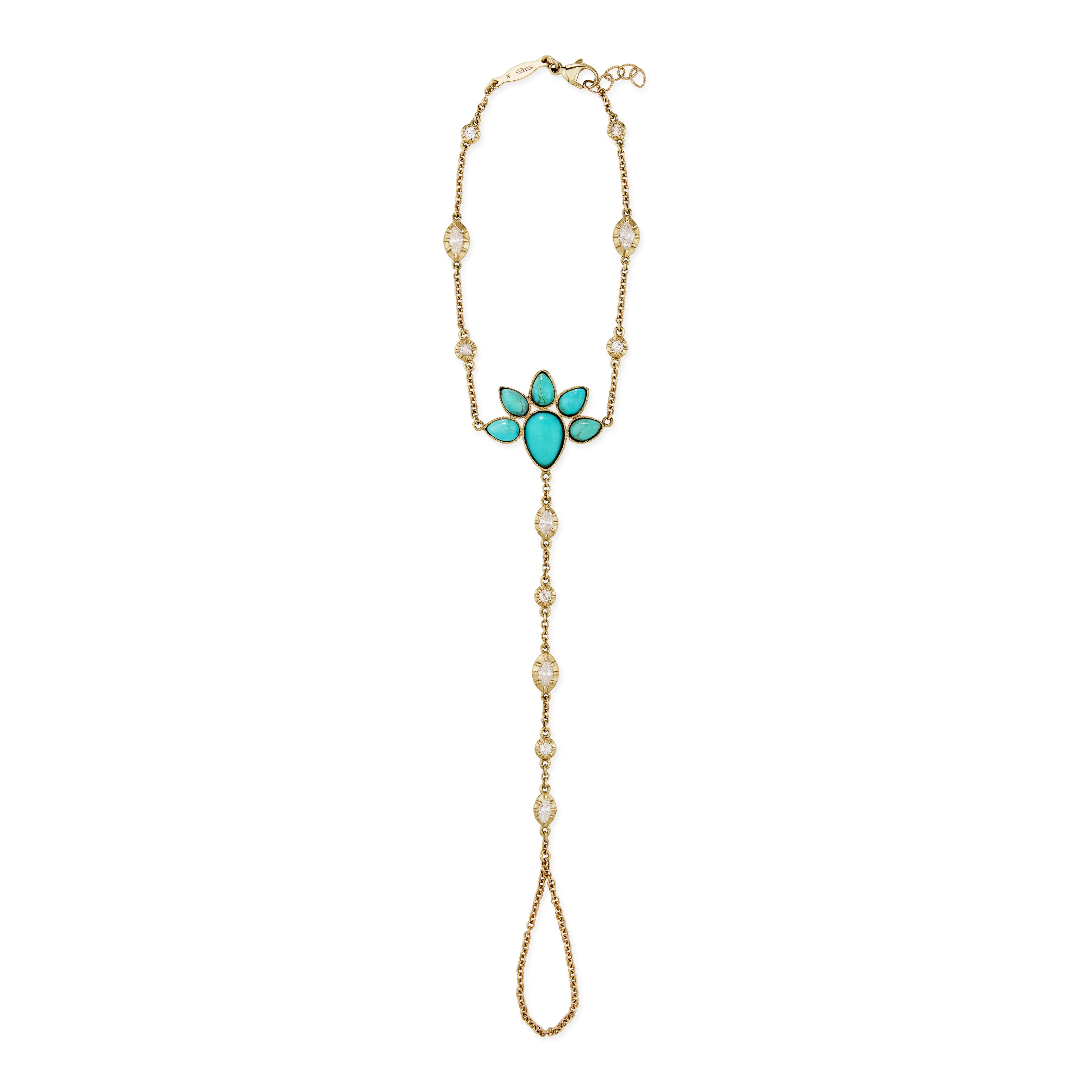 Turquoise Blossom + Sophia Diamond Finger Bracelet