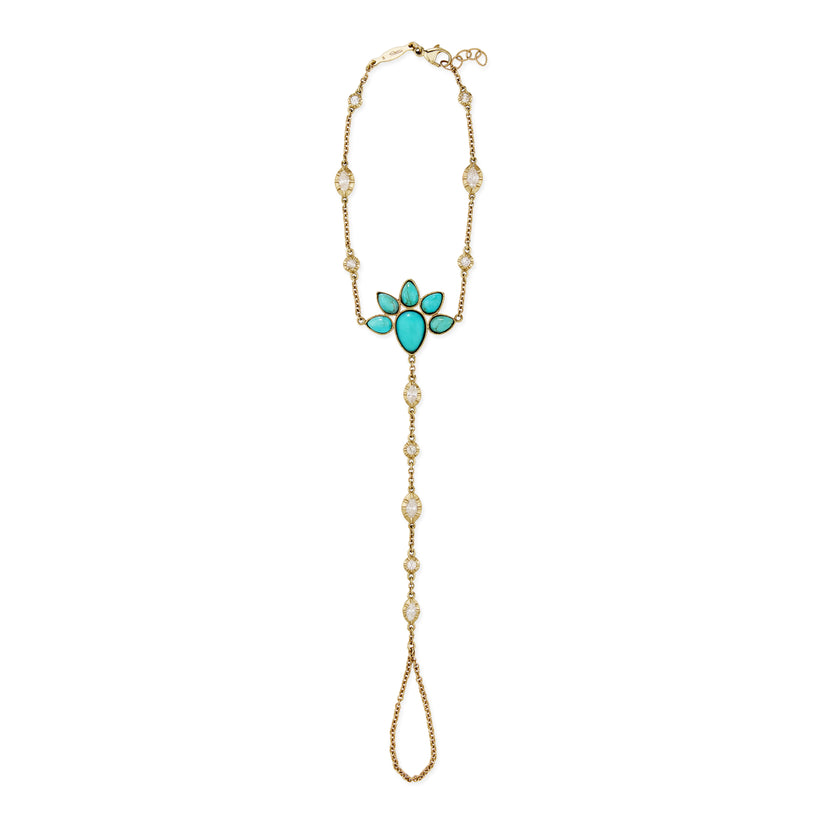 Turquoise Blossom + Sophia Diamond Finger Bracelet