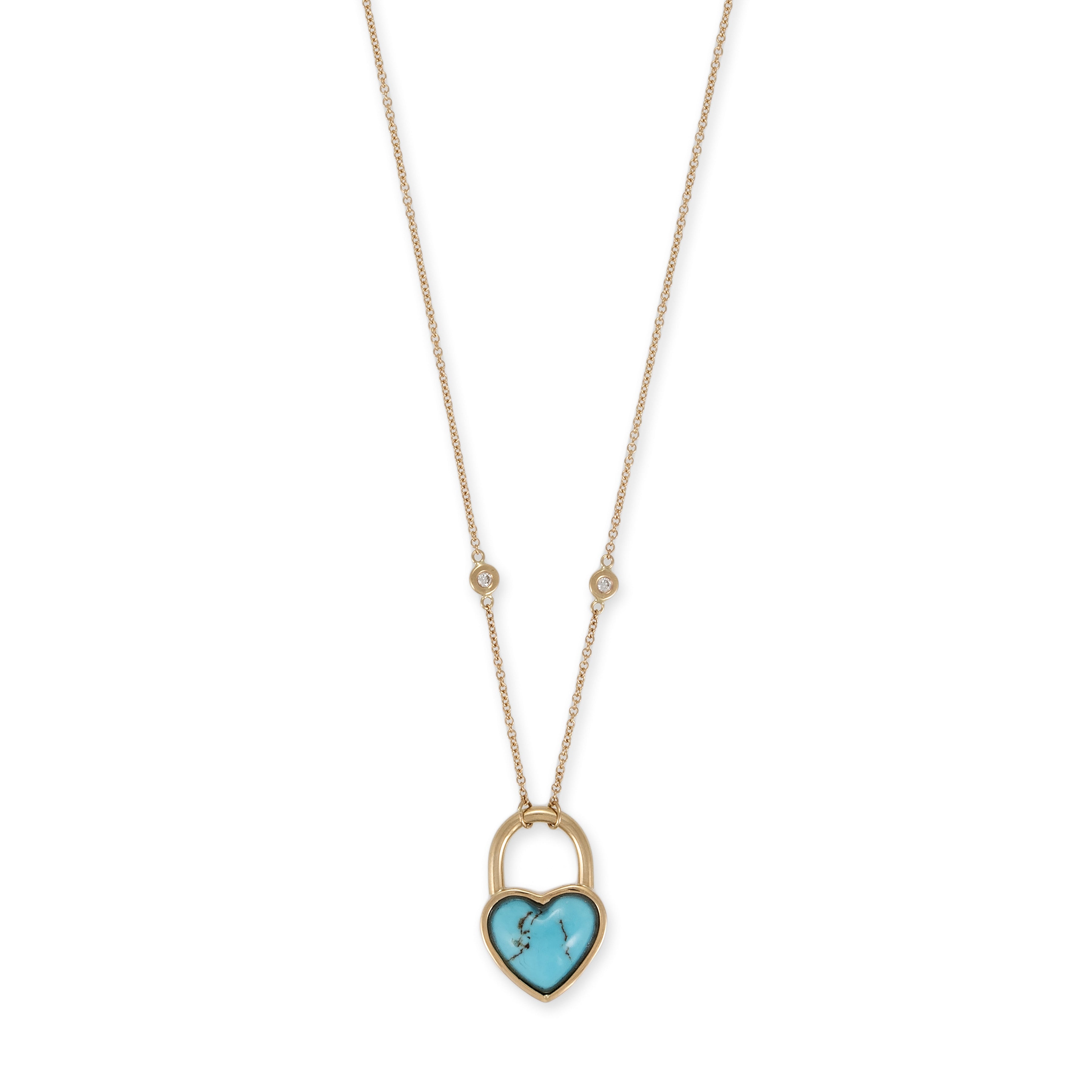 TURQUOISE HEART LOCK NECKLACE