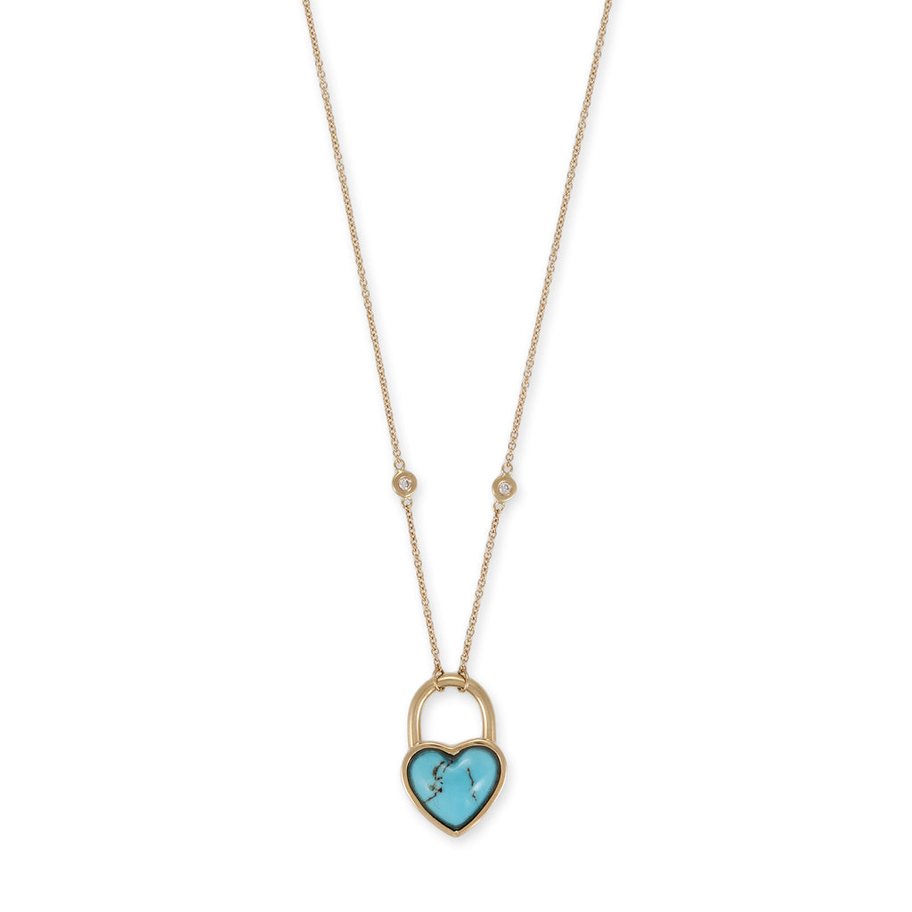TURQUOISE HEART LOCK NECKLACE