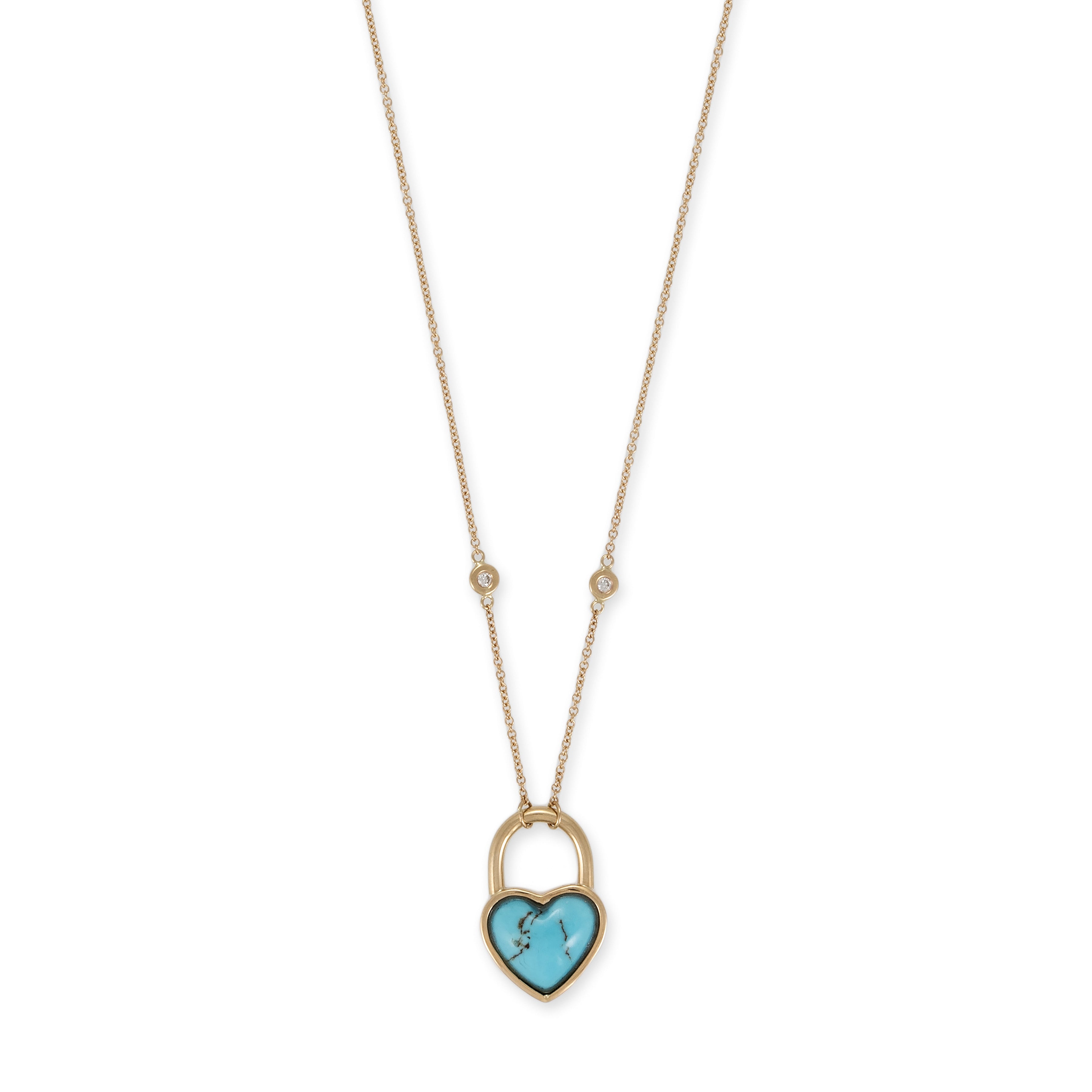 Turquoise Heart Lock Necklace