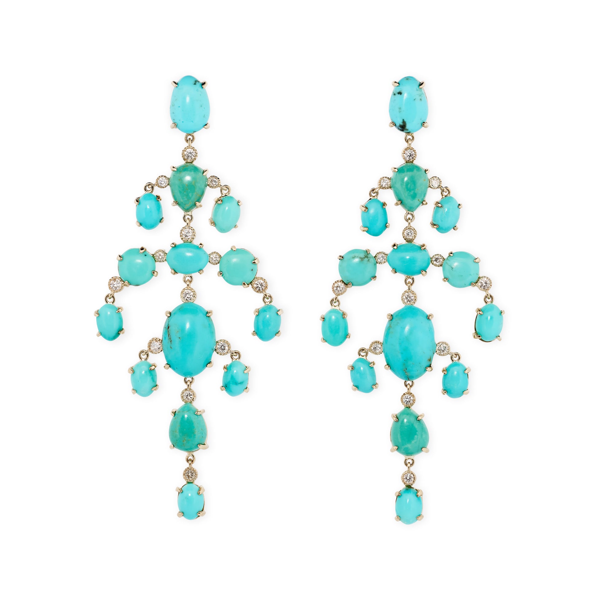 Turquoise + Diamond Chandelier Earrings