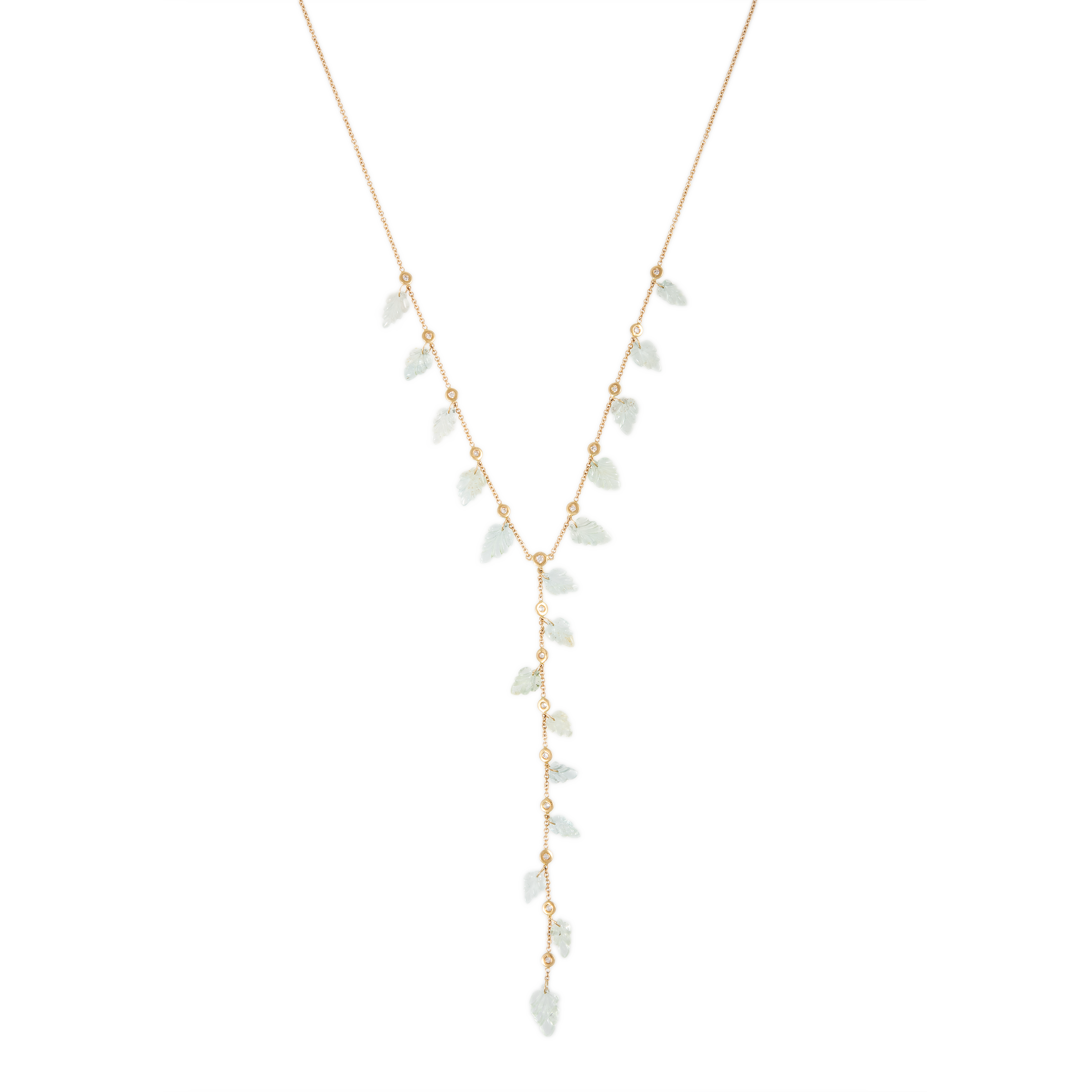 Aquamarine Leaf Shaker Y Necklace