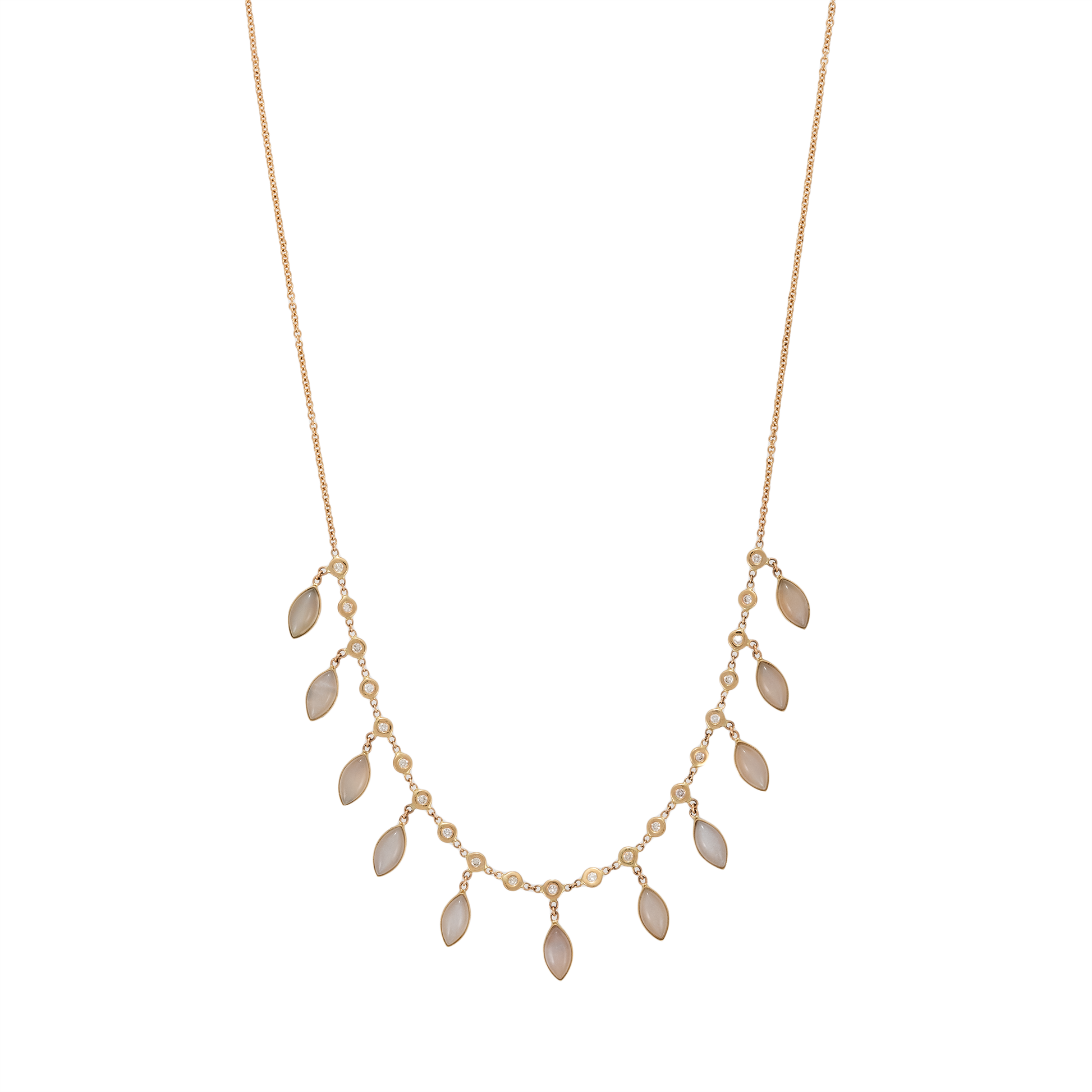 21 Bezel Diamond + 11 Marquise Moonstone Shaker Necklace