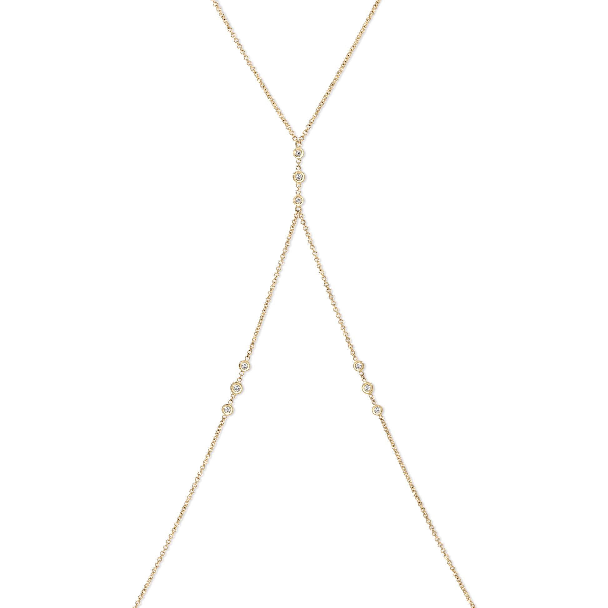 3 Diamond + 6 Diamond Bezel Bodychain on Thick Chain