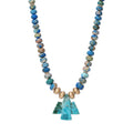 4 Satin Beads + Chrysocolla Thunderbird Blue Opal Beaded Necklace