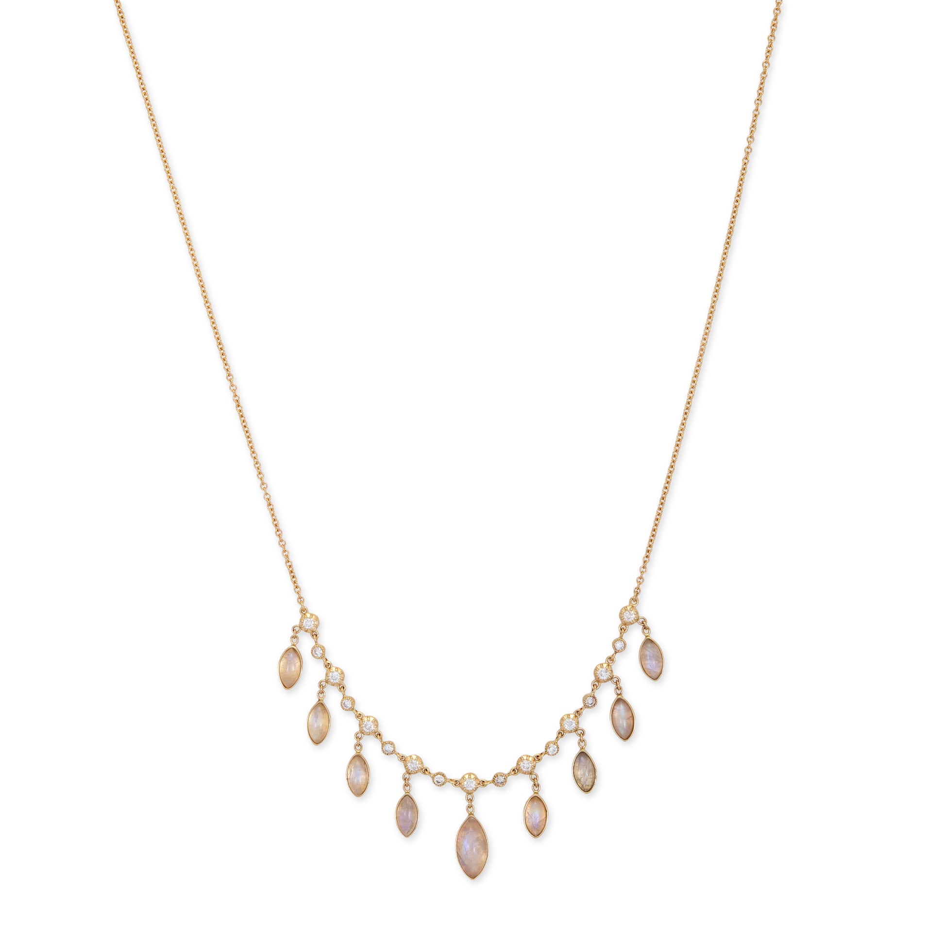 8 Bezel + 9 Sophia Diamond Marquise Moonstone Shaker Necklace